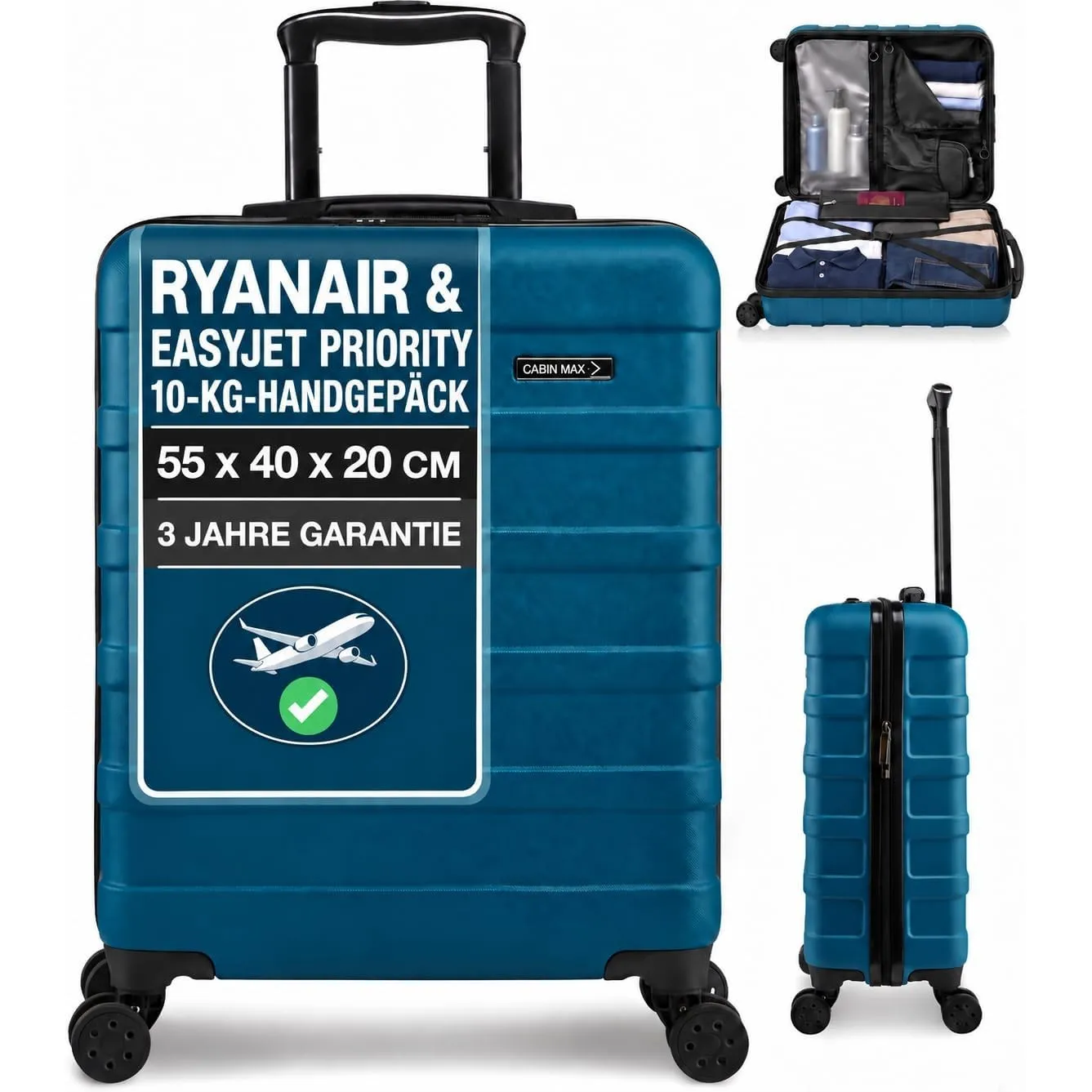 Cabin Max Handgepäck Koffer groß Trolley Handgepäck 55x40x20 Reisekoffer