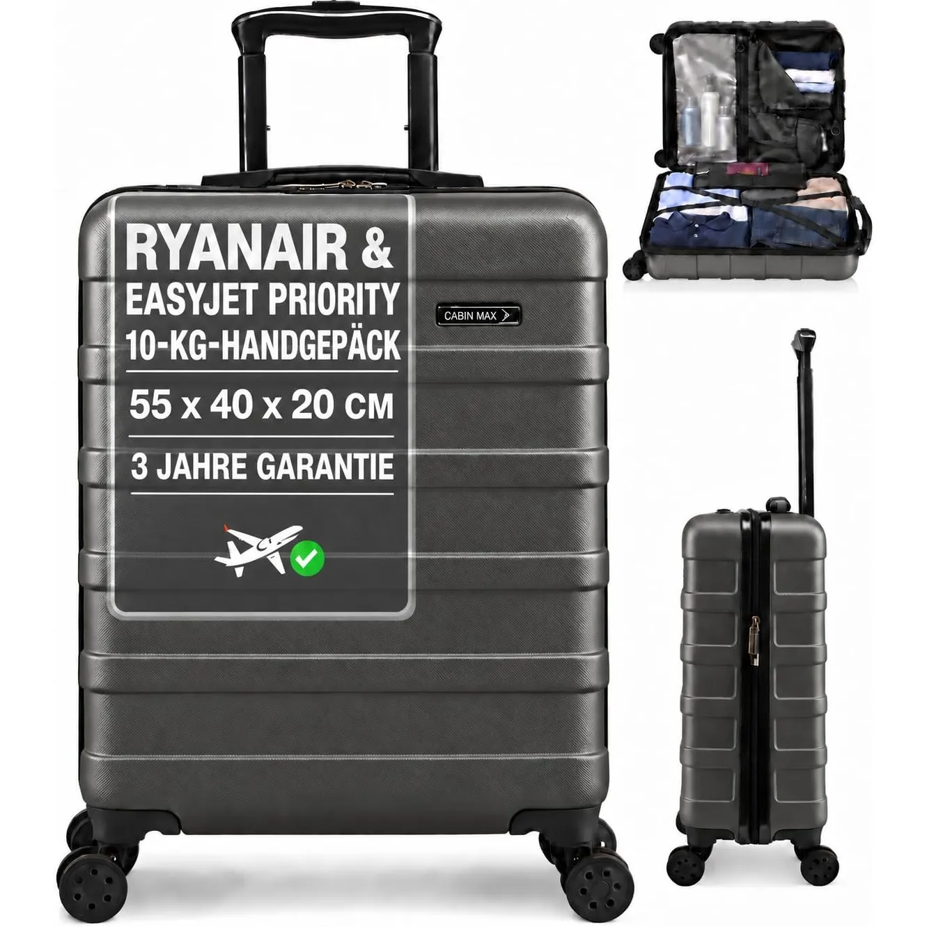 Cabin Max Handgepäck Koffer groß Trolley Handgepäck 55x40x20 Reisekoffer
