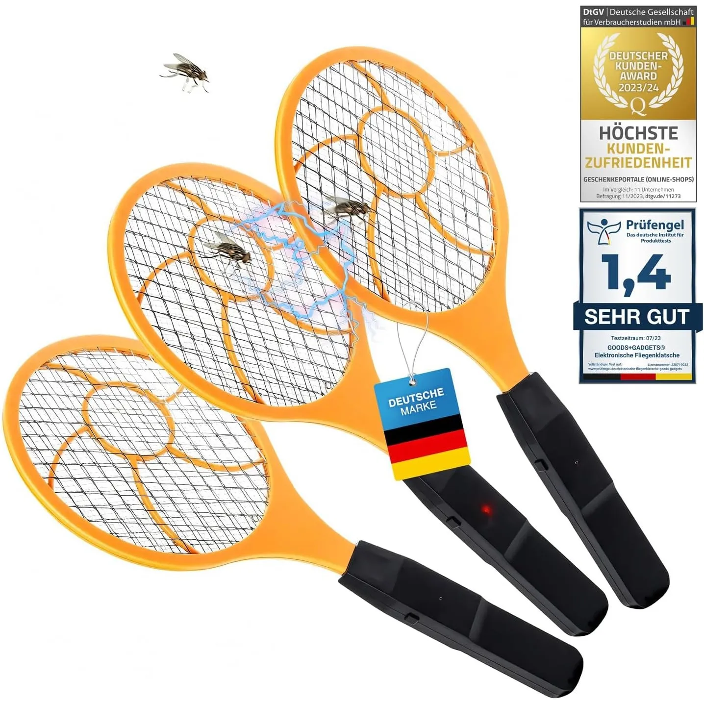 Elektrische Fliegenklatsche Elektro Fliegenfänger Insektenvernichter Mückenklatsche - Testsieger Kundenzufriedenheit (S…
