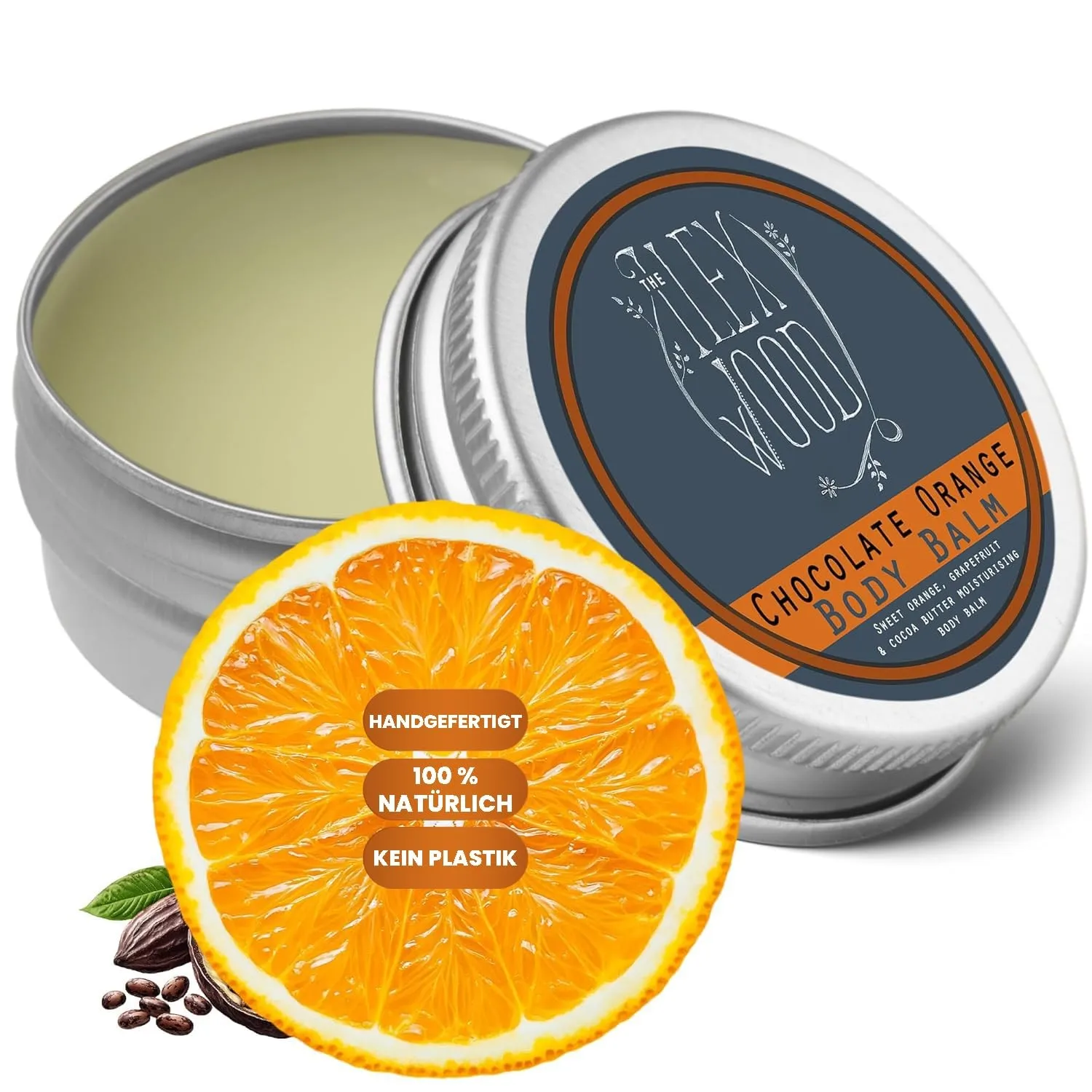 Veganer Schoko-Orangen-Körperbalsam - 250 ml. Mit Orange und Kakaobutter. 100% natürliche Körperbuttercreme. Handgefert…