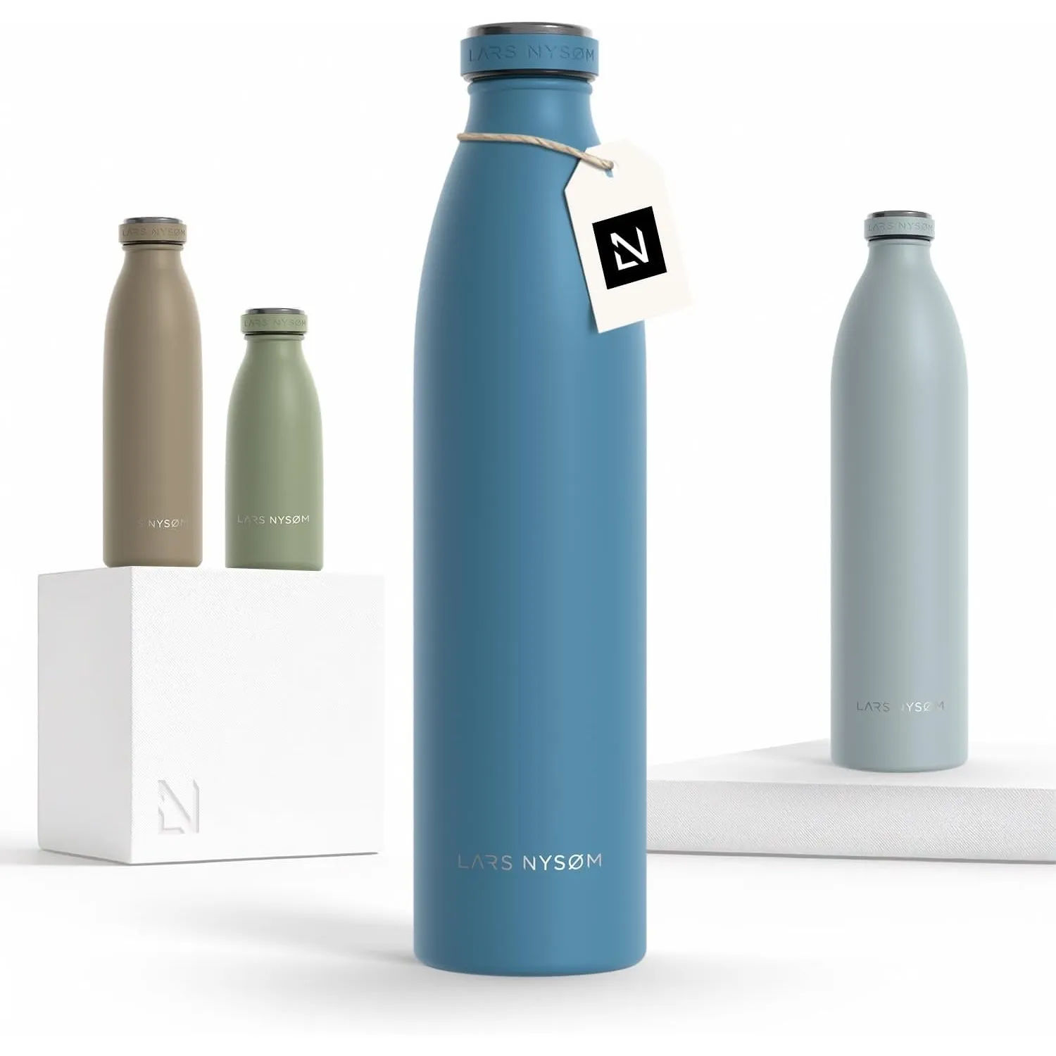 LARS NYSØM Trinkflasche 1l - Trinkflasche Edelstahl - Thermosflasche