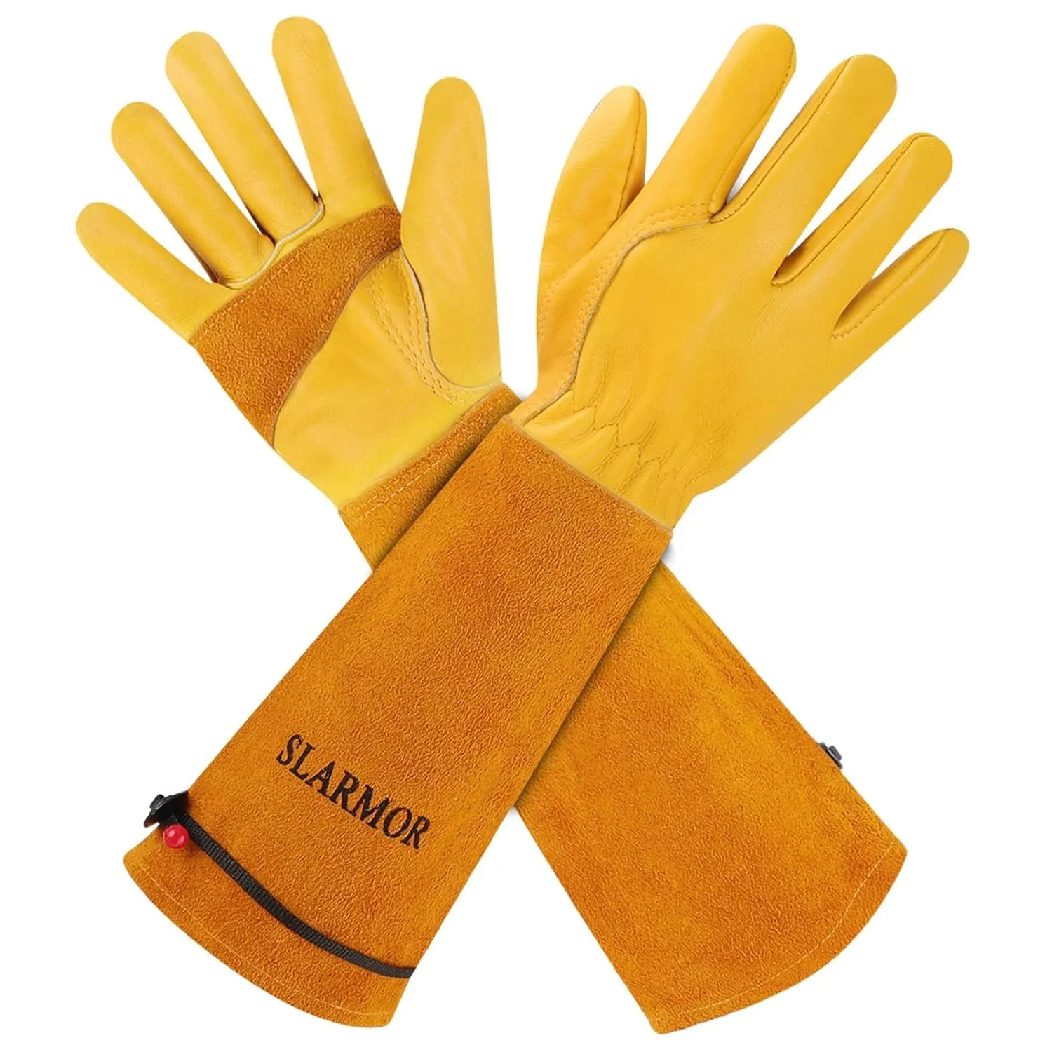 Gartenhandschuhe aus Leder für Damen und Herren - Dornensicher zum Beschneiden von Rosen, mit Unterarmschutz, Lange Rin…