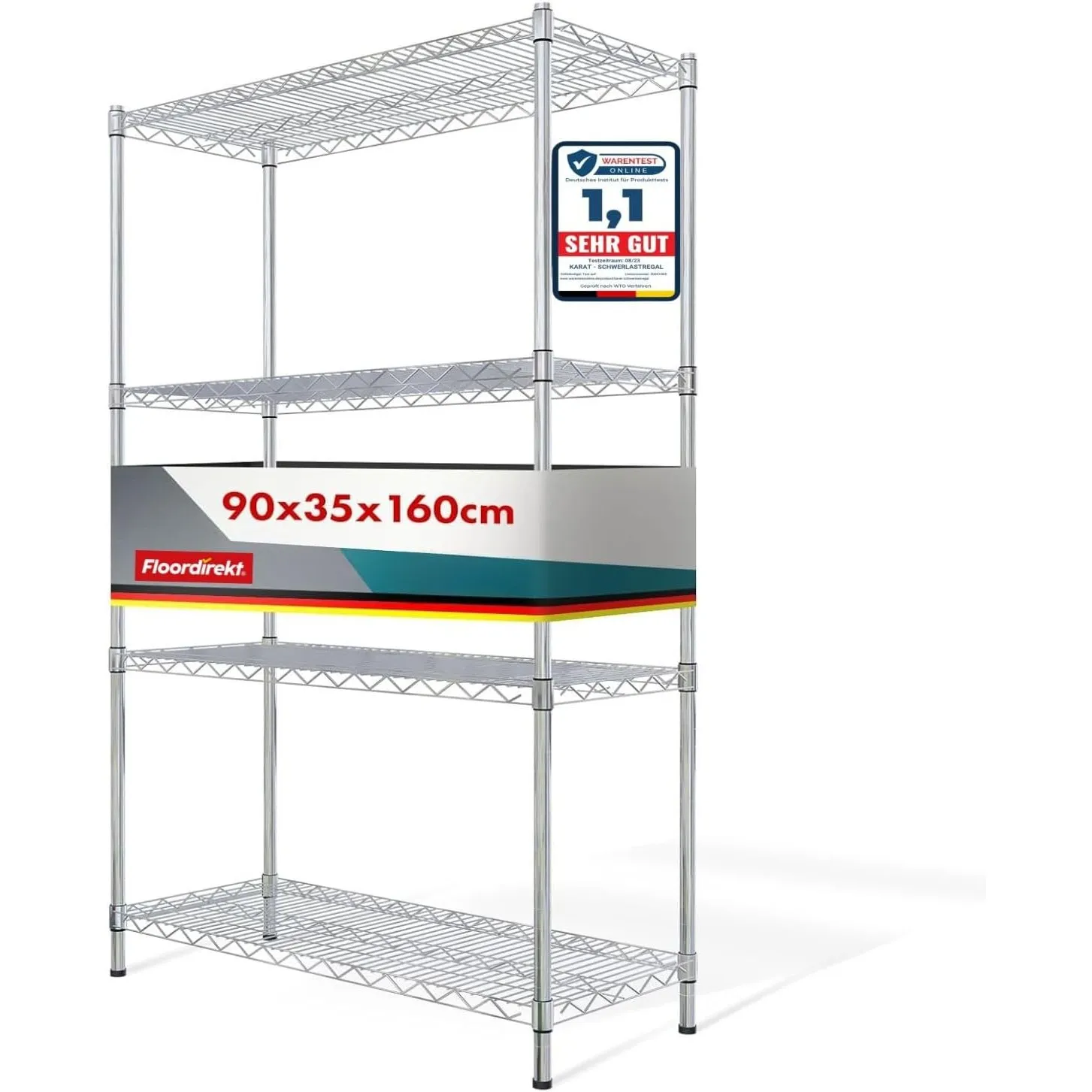 Floordirekt Küchenregal, Gitterregal, Metallregal | Tragkraft ca. 70kg je Boden Multifunktionales Aufbewahrungsregal, B…