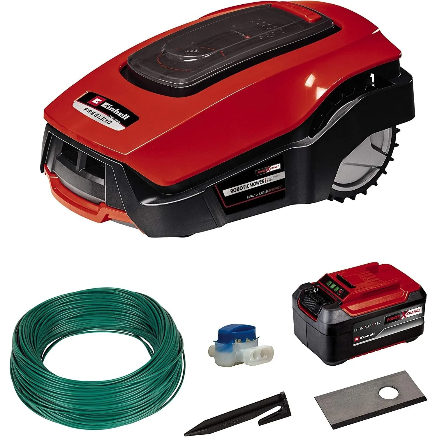 Einhell Mähroboter FREELEXO 1200 LCD BT (für bis zu 1200 m², Multizonen-Mäher, Bluetooth App-Steuerung, für Steigungen …