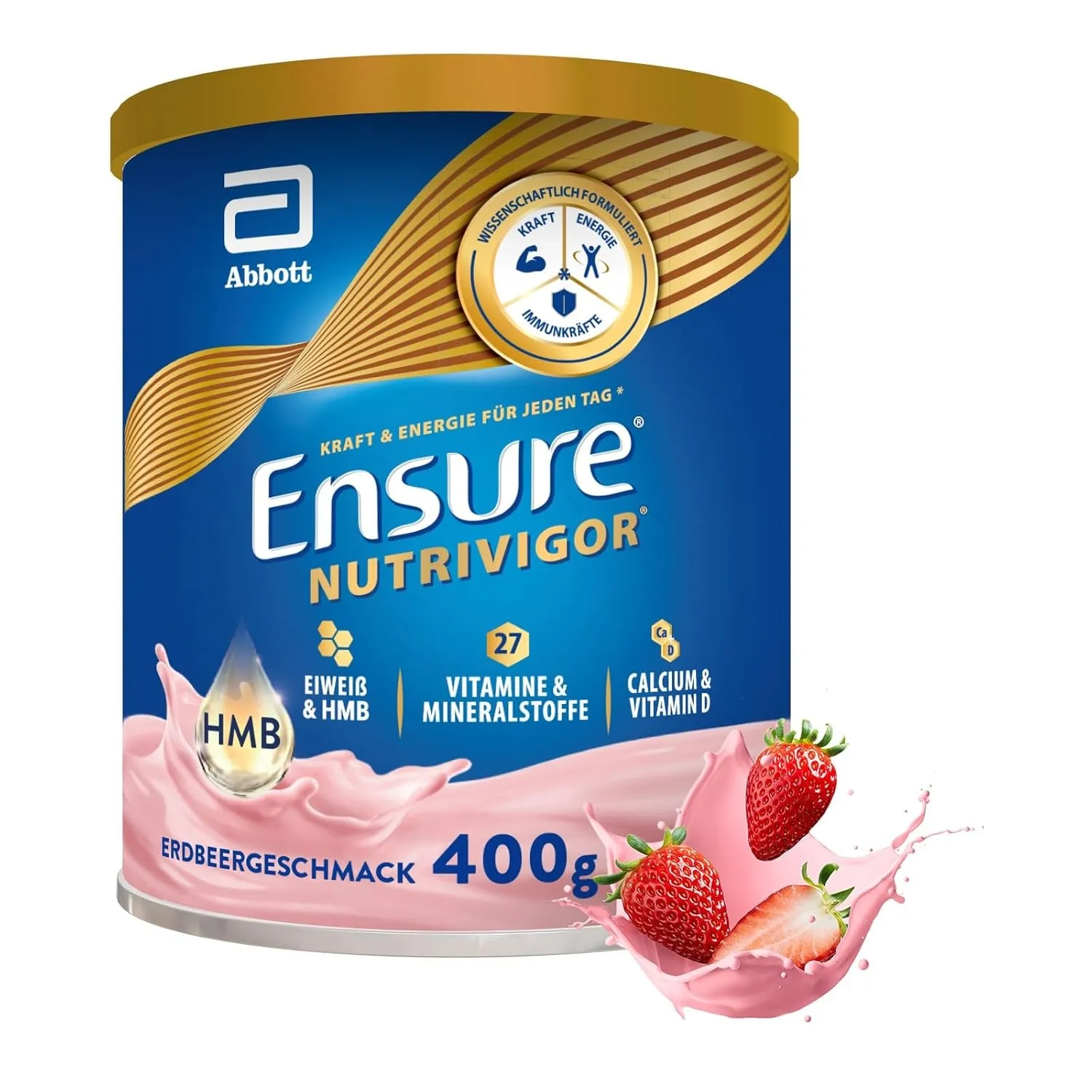 Ensure NutriVigor Erdbeere 400g Nahrungsergänzungsshake: Proteine, 27 Vitamine & Mineralstoffe, Vitamin C, Vitamin D, Z…