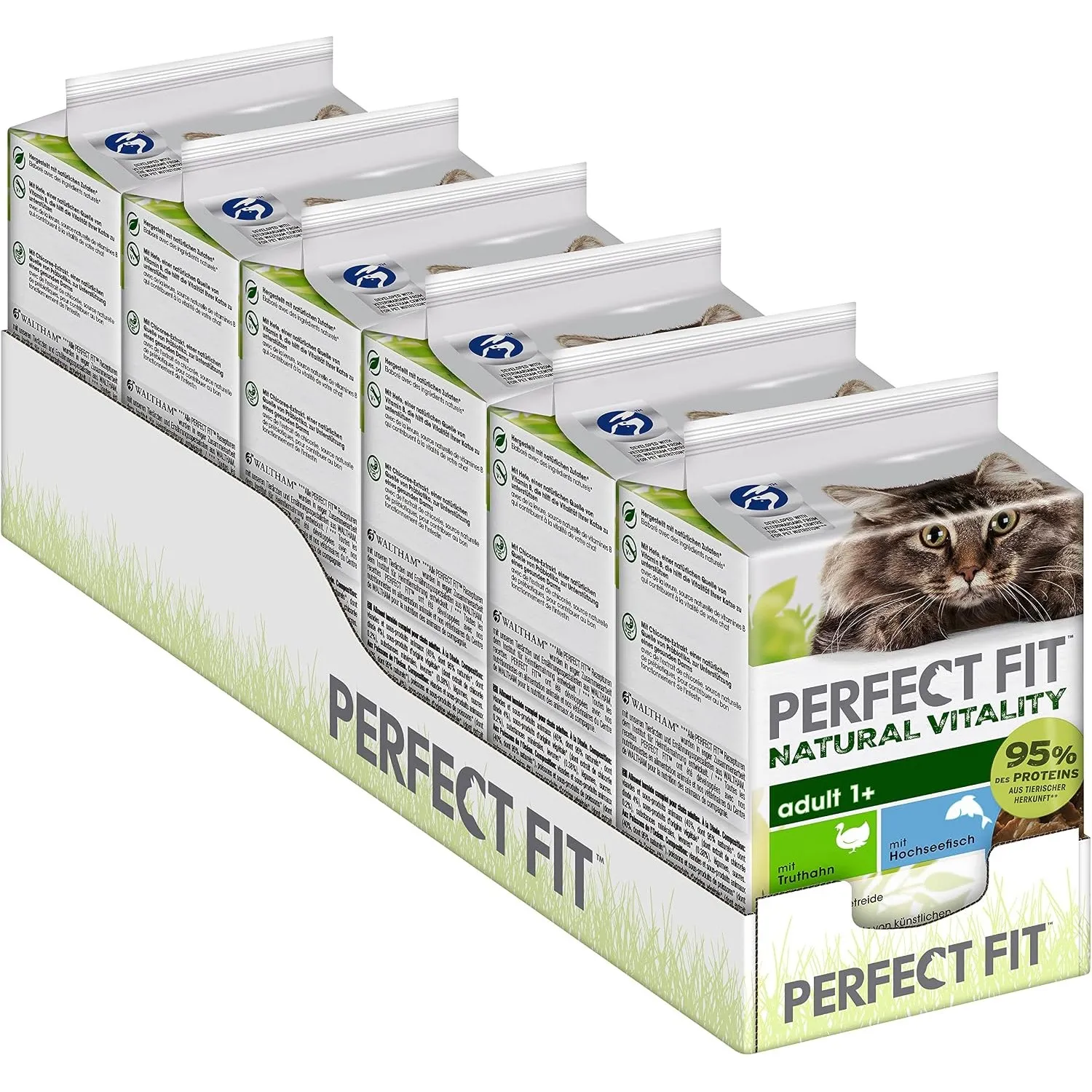 PERFECT FIT Adult 1+ Premium Katzenfutter nass - 36x50g Portionsbeutel - mit Hochseefisch und Truthahn - Nassfutter für…