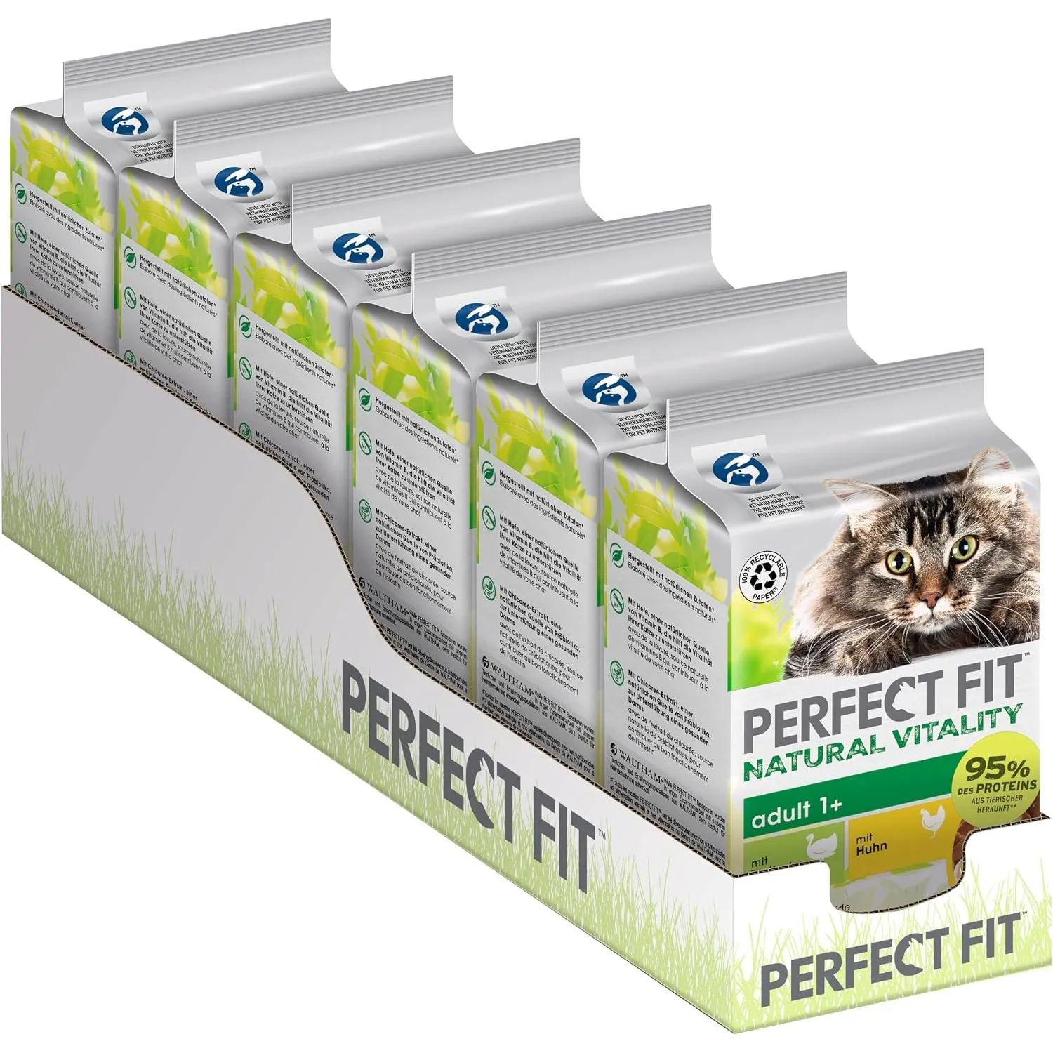 PERFECT FIT Adult 1+ Premium Katzenfutter nass - 36x50g Portionsbeutel - mit Huhn und Truthahn - Nassfutter für Katzen …