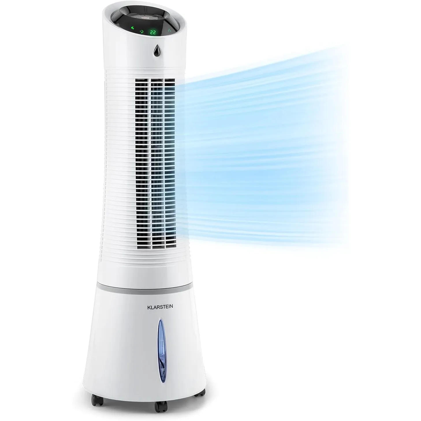 Klarstein Luftkühler mit Wasserkühlung, 5-in-1 Verdunstungskühler, Luftbefeuchter, Ventilator, Luftreiniger & Nachtmodu…
