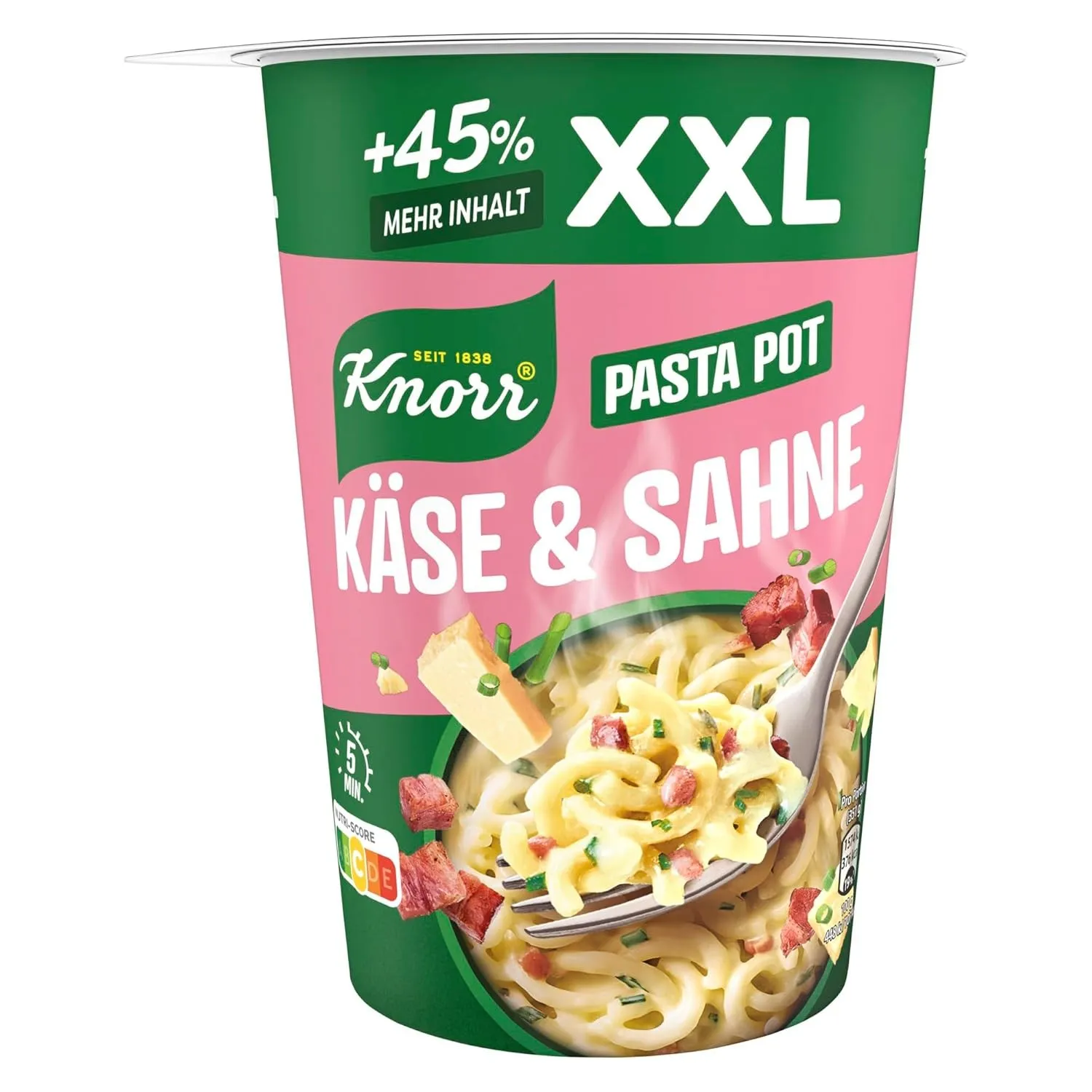 Knorr Käse & Sahne XXL Pasta Pot, leckere Instant Nudeln 92 g