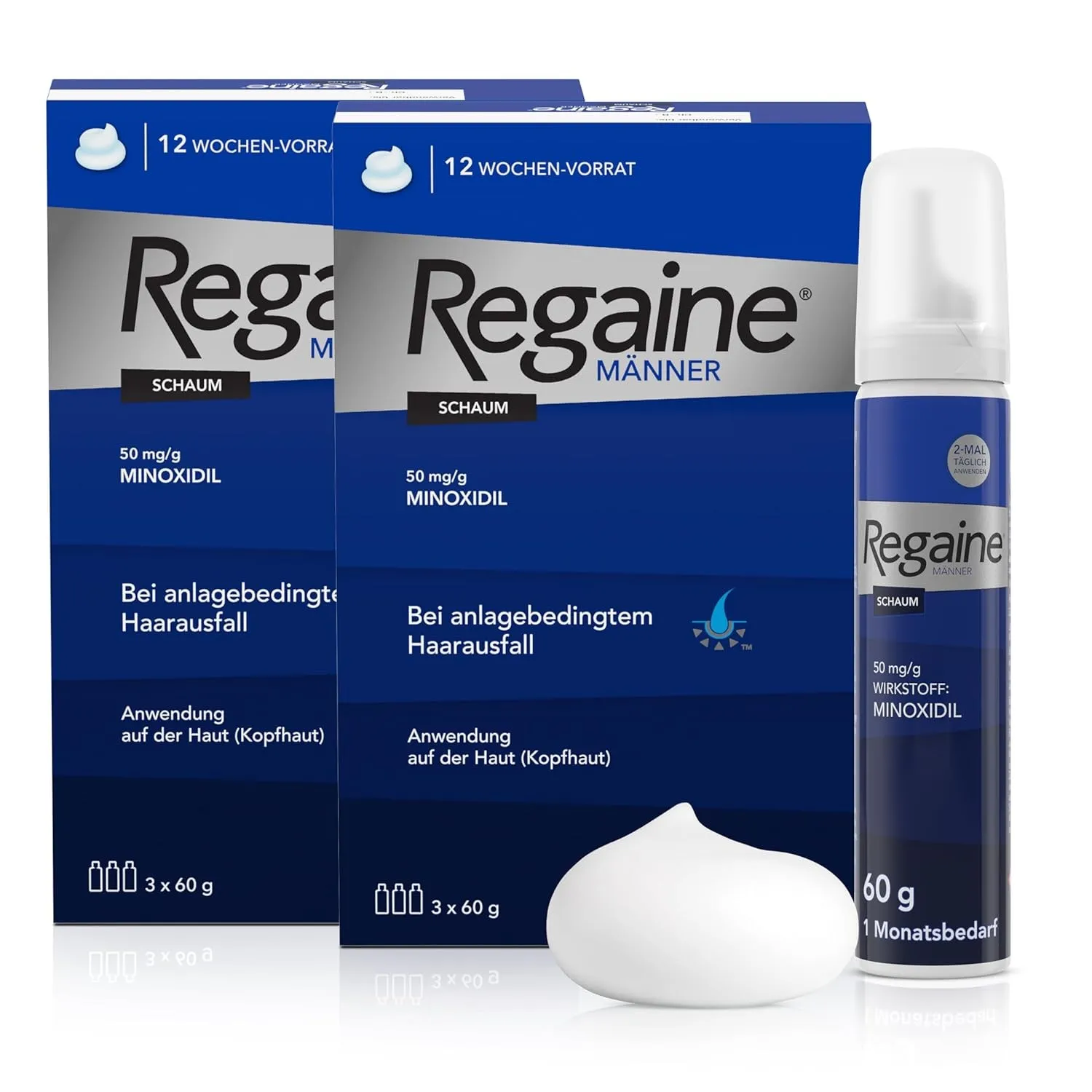 Regaine Männer Schaum mit Minoxidil bei erblich bedingtem Haarausfall 6x60g
