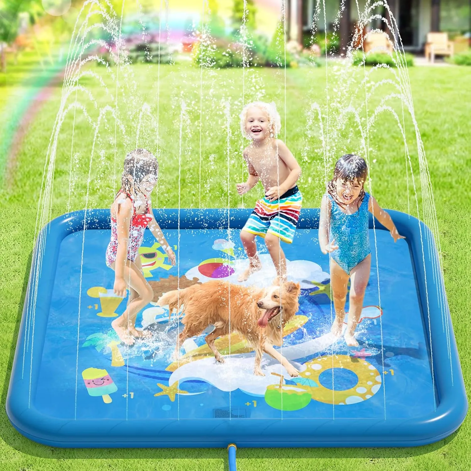 Peradix Splash Pad, 170 cm Sprinkler Water Play Mat, Non-Slip, Splash Play Mat, Summer, Outdoor, Garden, Kids Toy, Spri…