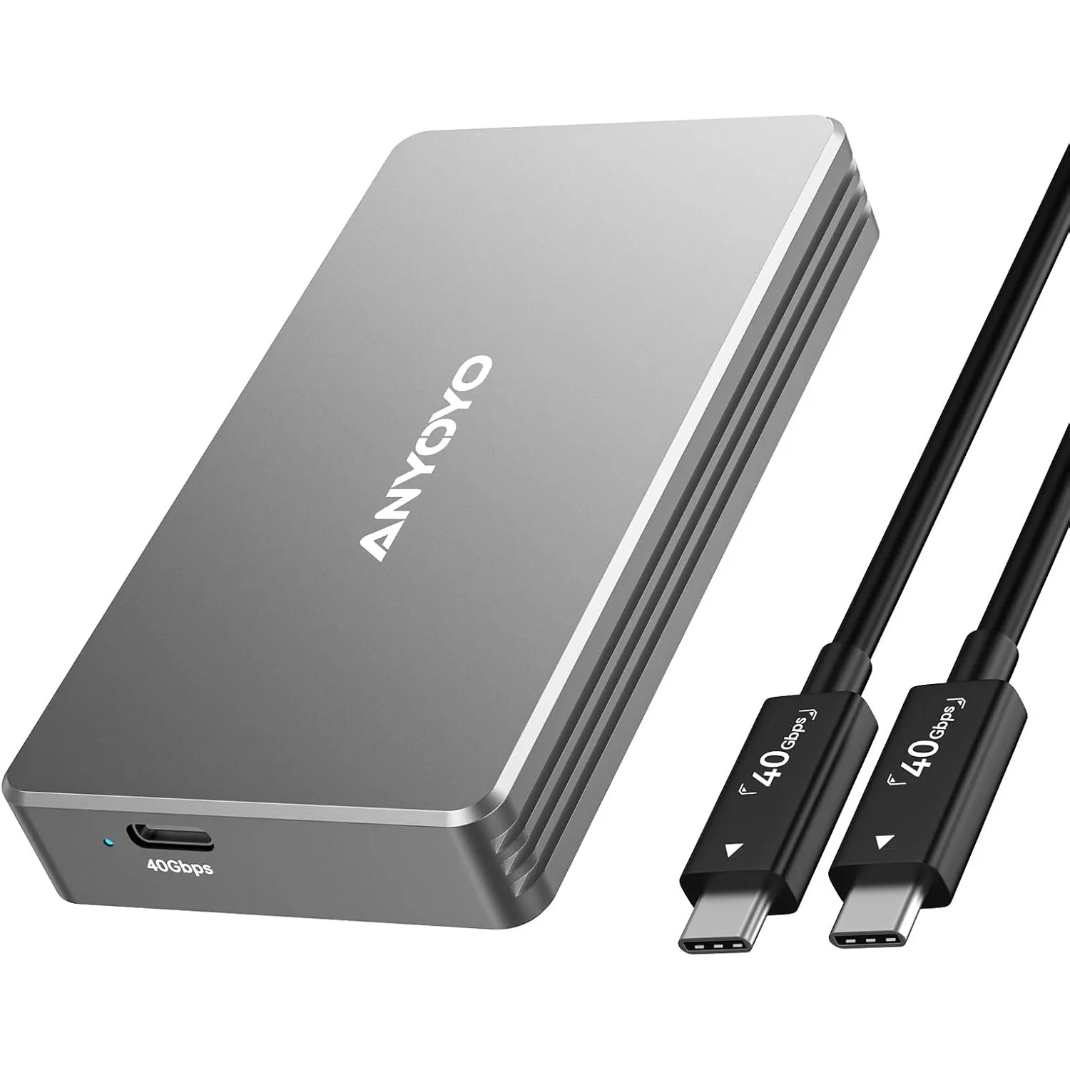 40Gbps M.2 NVMe SSD Gehäuse, ANYOYO NVMe Gehäuse kompatibel für Thunderbolt 5/4/3 M.2 SSD Gehäuse für PCIe 2280 M-Key (…