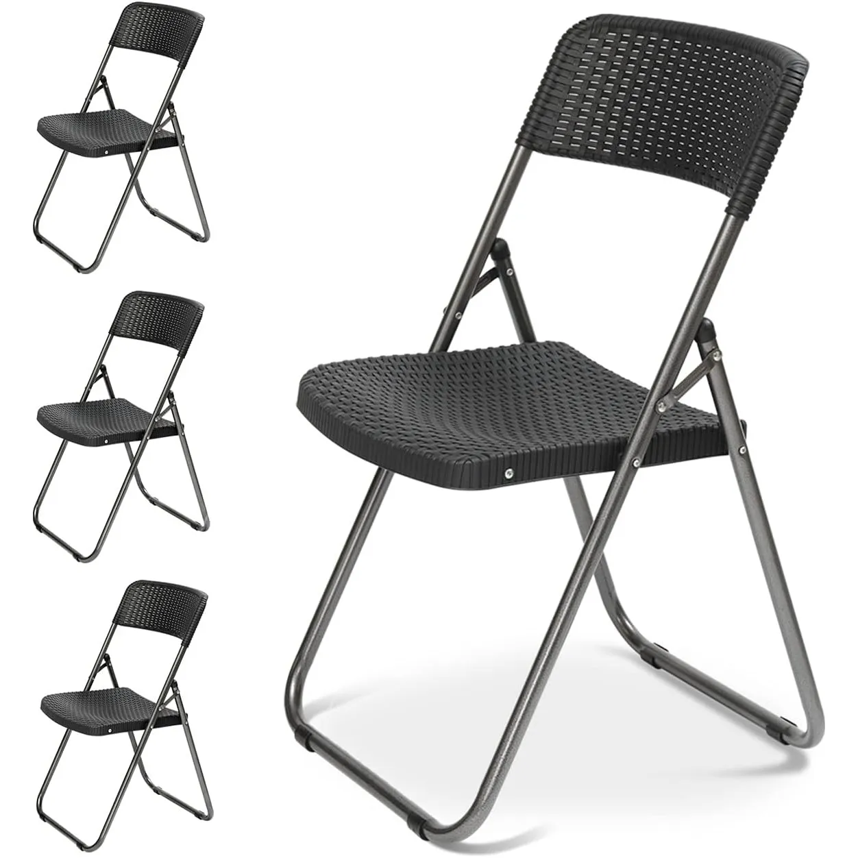 Sekey 4er-Set Klappstuhl in Rattanoptik, Bis 200 kg