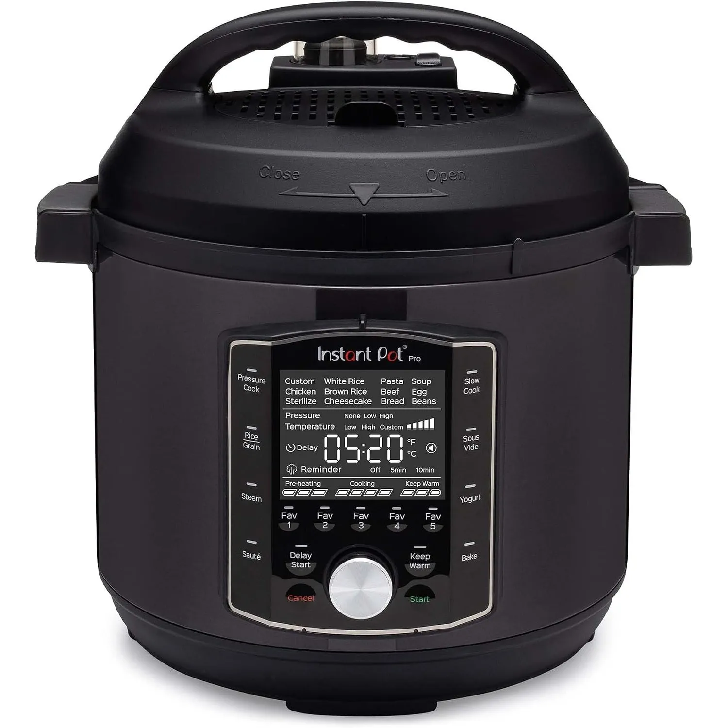 Instant Pot Pro, 5,7L Elektro-Multikocher, 10-in-1 Schnellkochtopf, Schwarz