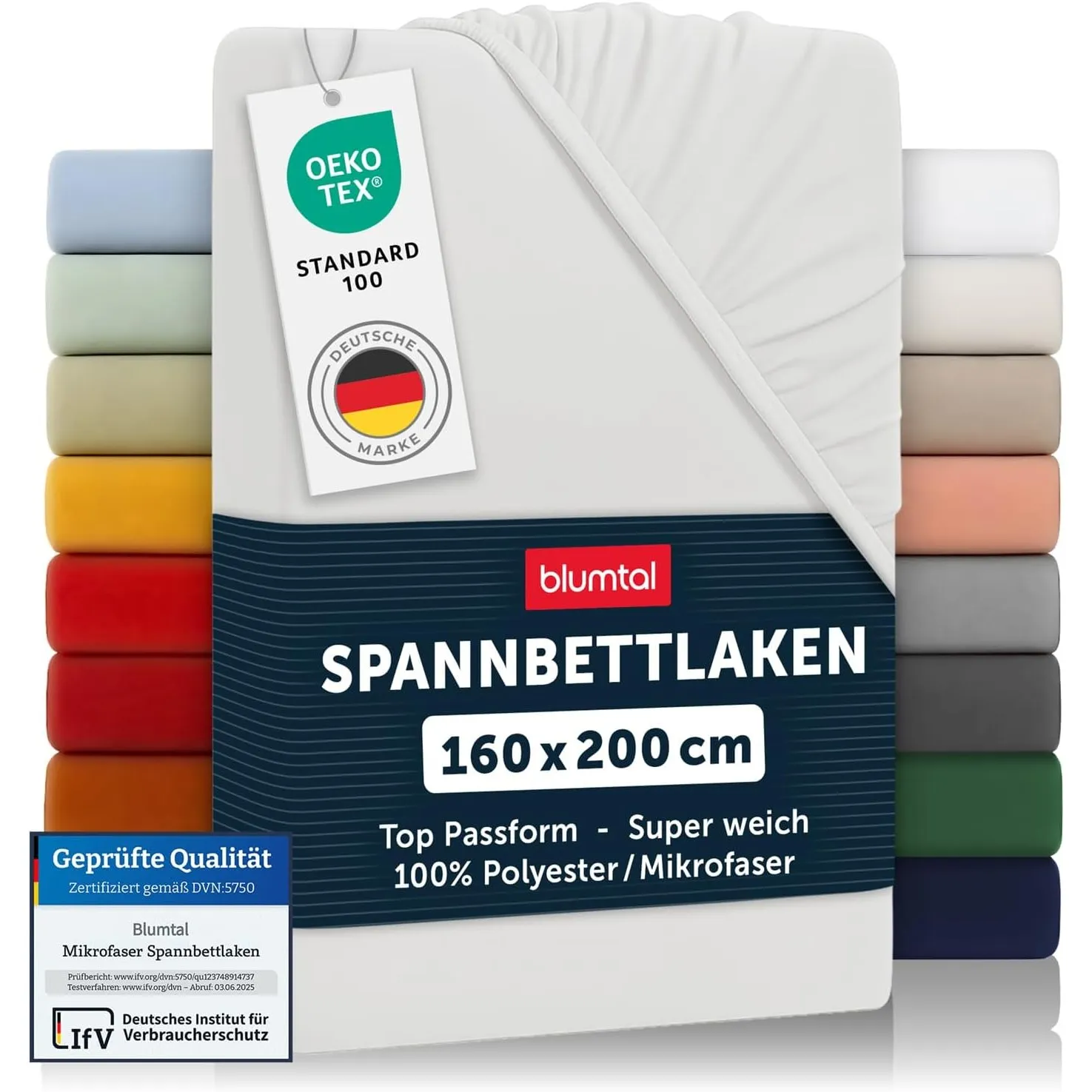 Blumtal® 2er Set Spannbettlaken 160x200x30cm aus Microfaser - Oekotex zertifiziertes Bettlaken Spannbettlaken in Elfenb…