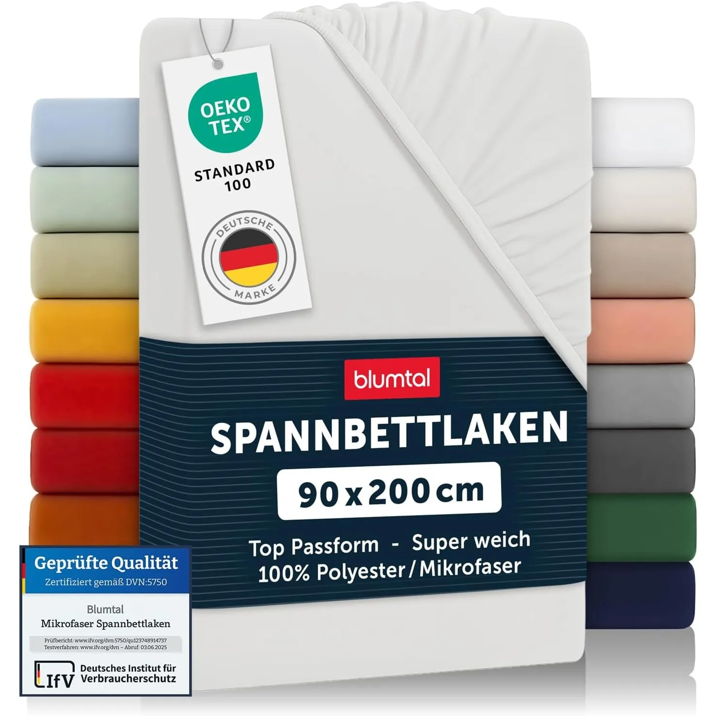 Blumtal® 2er Set Spannbettlaken 90x200x30cm aus Microfaser - Oekotex zertifiziertes Bettlaken Spannbettlaken in Elfenbe…