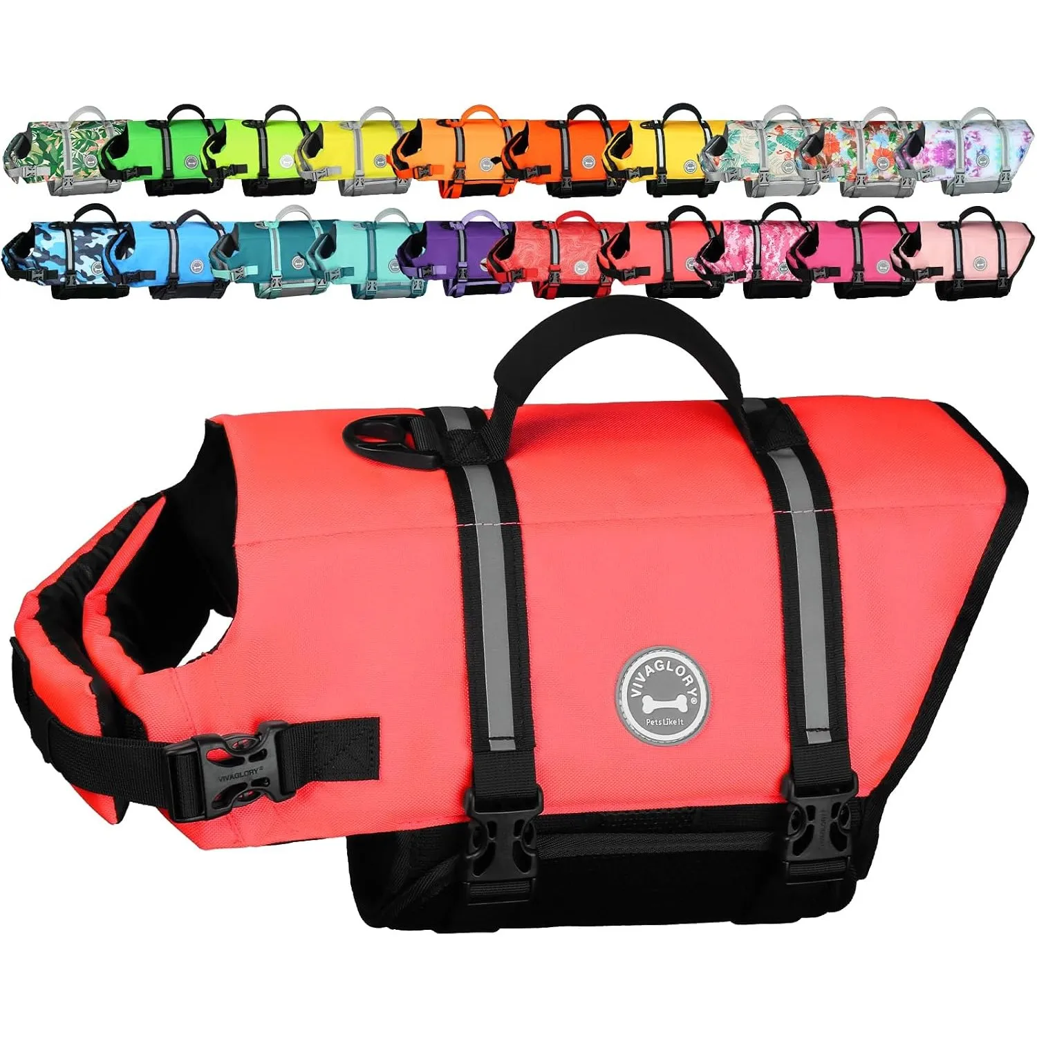 VIVAGLORY Rip Stop Schwimmweste Hund, Hundeschwimmweste, Schwimmhilfe & Auftrieb, Rettungsweste Hund für Bootfahren, M,…