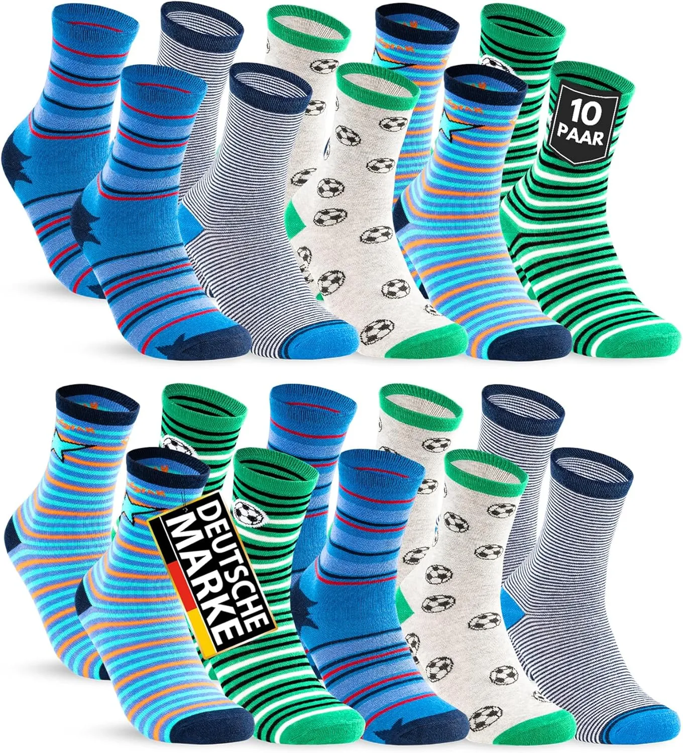 10 Paar Kinder Socken Jungen & Mädchen Baumwolle Kindersocken