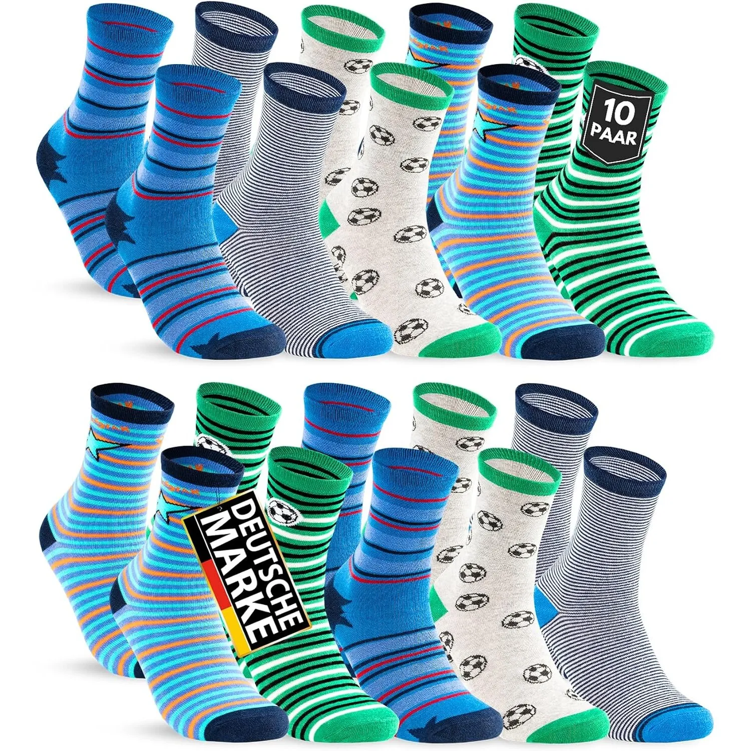 10 Paar Kinder Socken Jungen & Mädchen Baumwolle Kindersocken