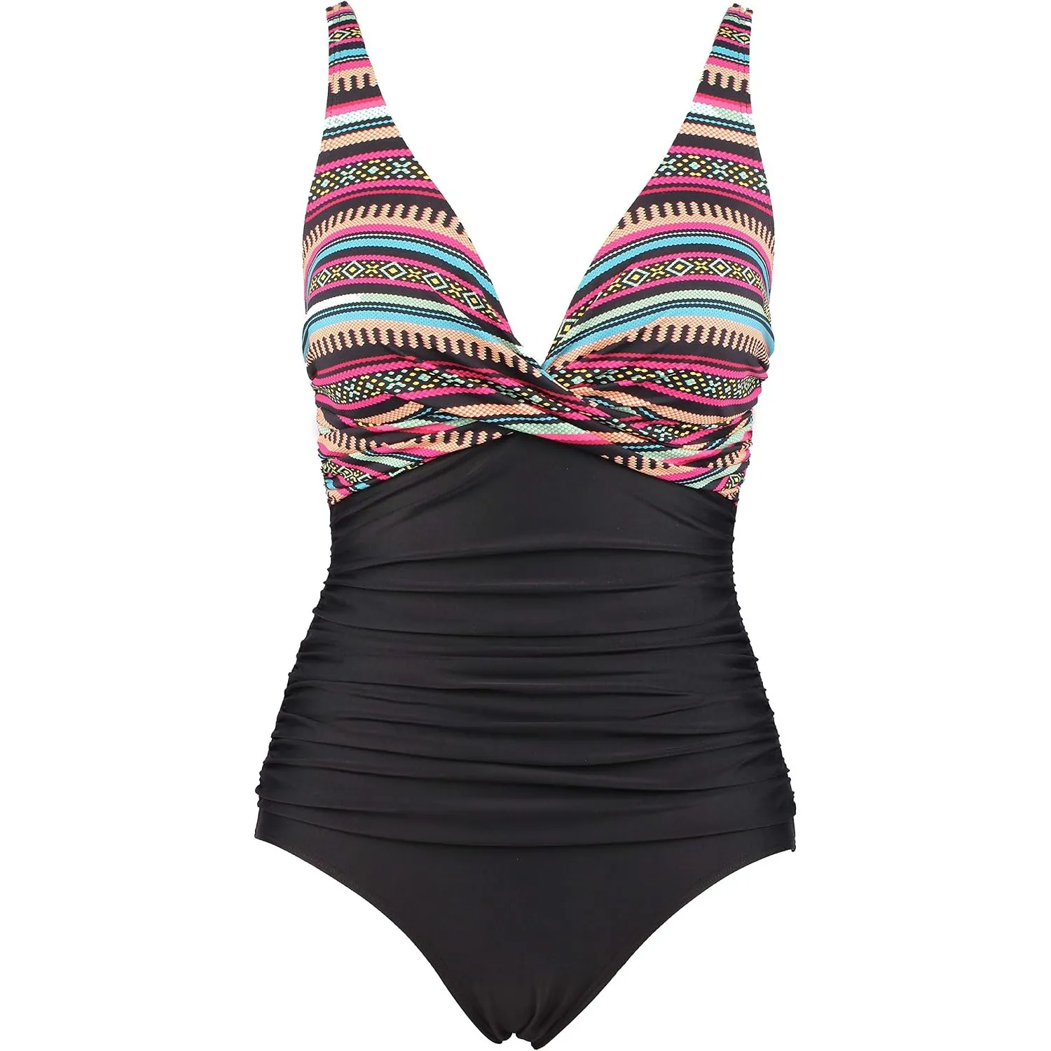 LA ORCHID Damen Badeanzug bauchweg Push up einteiliger Badeanzug bademode v Ausschnitt bademode high Waist für Urlaub