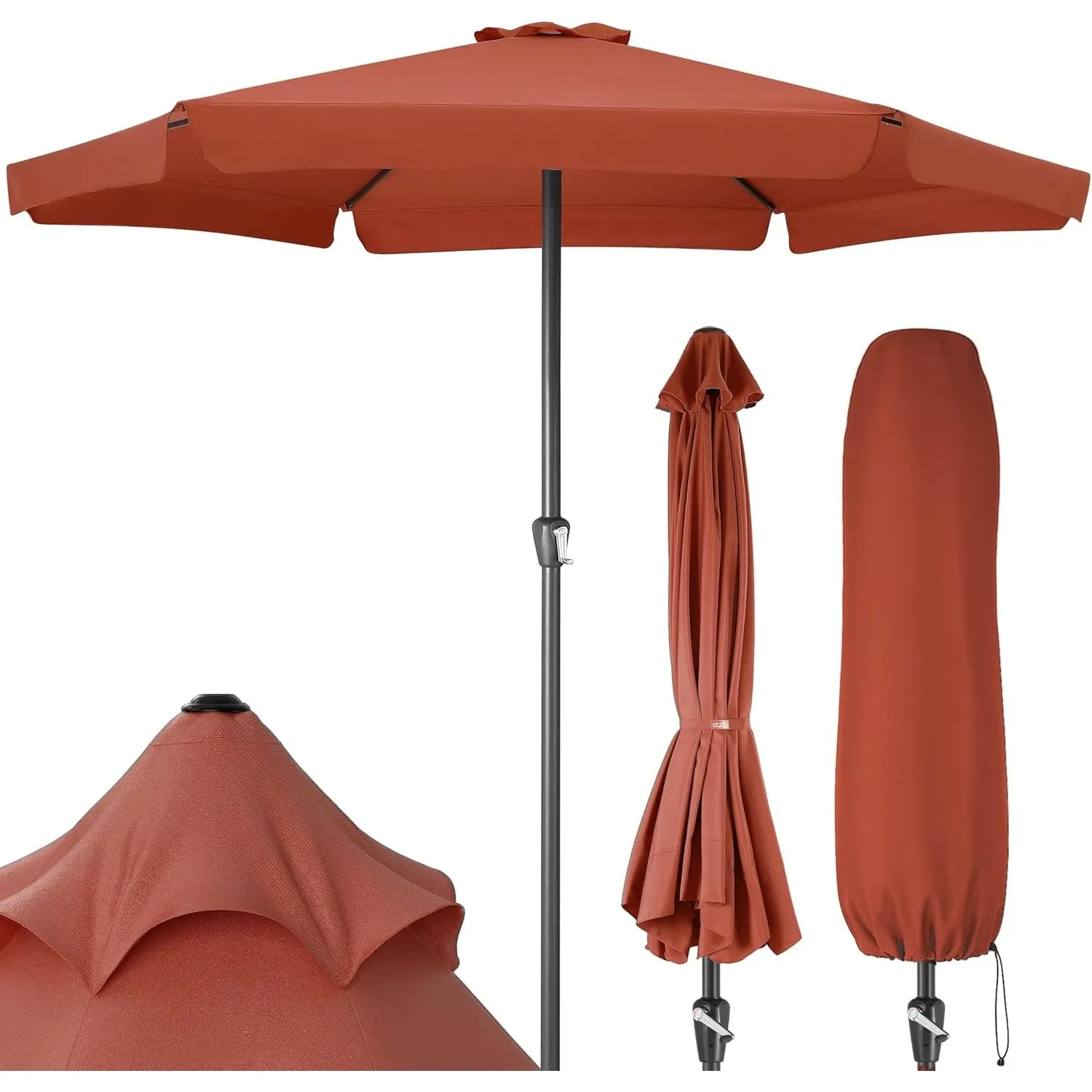 Kingsleeve® Sonnenschirm 330cm Schutzhülle UV Schutz 80+ Balkon Groß Kurbel Strandschirm Aluminium Lüftungsschlitz Wass…