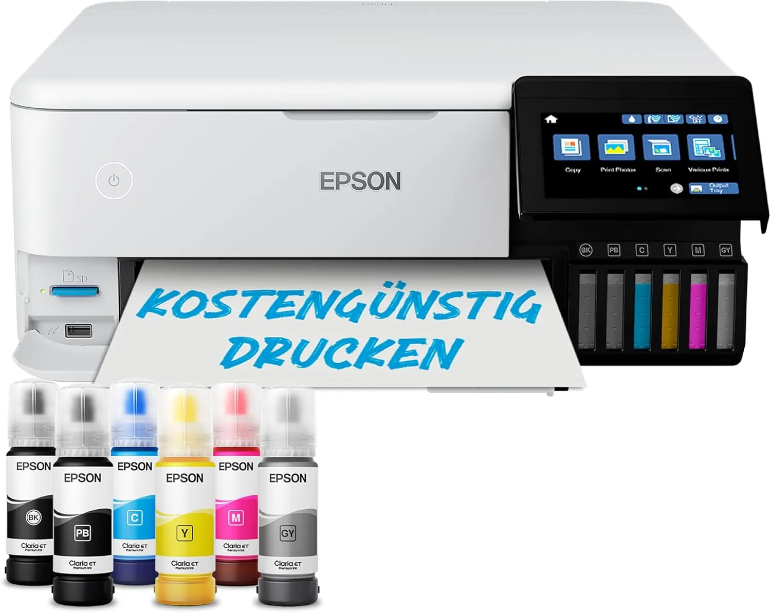 Epson EcoTank ET-8500 Tintentankdrucker | Fotodruck | 6-Farb-Tintensystem | WLAN | A4 | Drucken, Kopieren, Scannen | 10…
