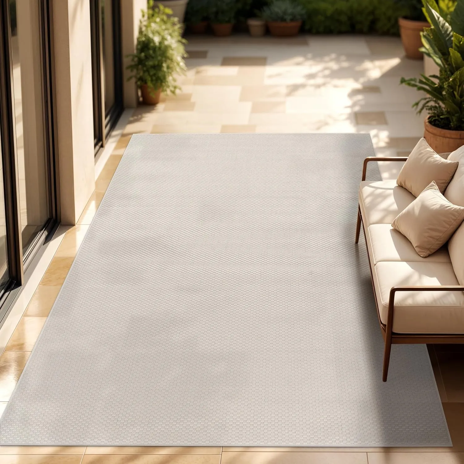 Paco Home Outdoor Teppich, Wetterfest Pflegeleicht Küchenteppich Ideal für Terrasse Balkon Garten, Flachgewebe Sisalopt…