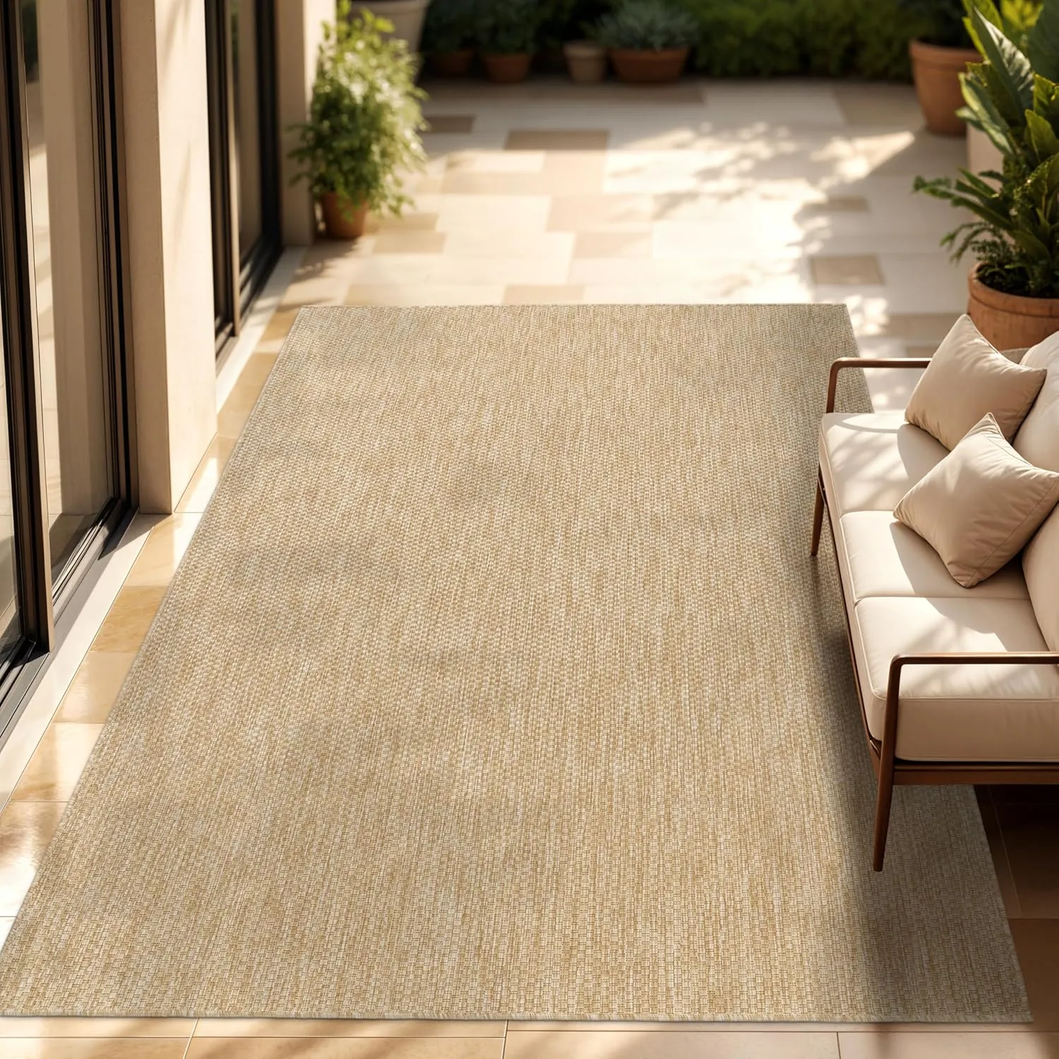 Paco Home Outdoor Teppich Flachgewebe Sisaloptik Modern Einfarbig meliert wetterfest & pflegeleicht Küchenteppich Ideal…