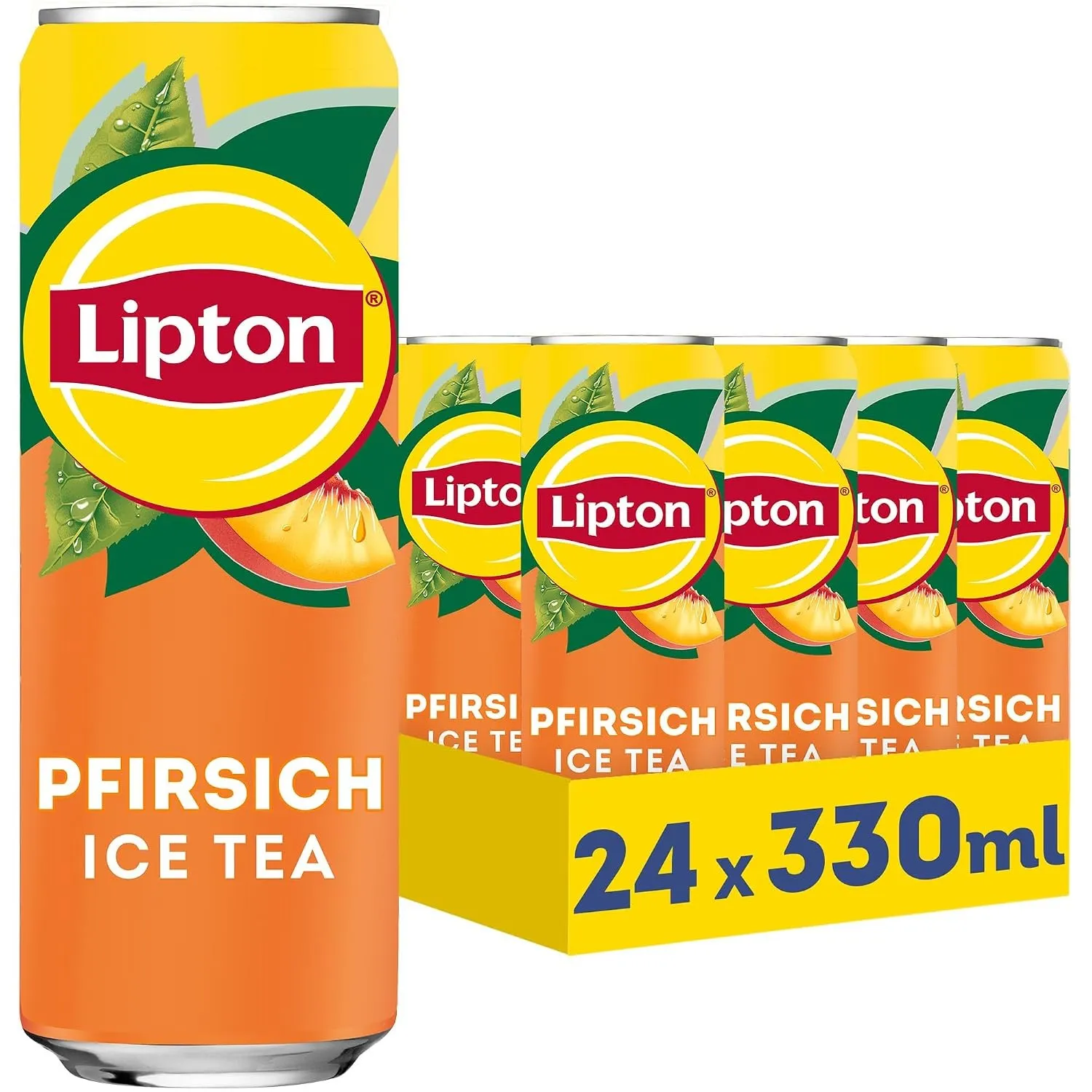 LIPTON ICE TEA Peach, Ice Tea mit Pfirsich Geschmack, Einweg (24 x 0.33 L) (Verpackungsdesign kann abweichen)