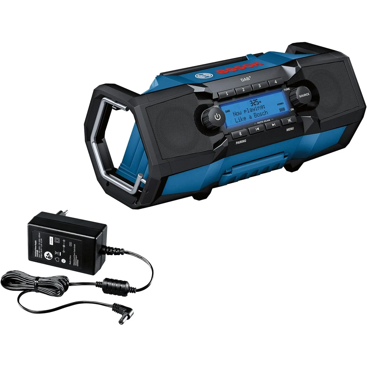 Bosch PRO 18V System Akku Baustellenradio GPB 18V-2 SC (Empfang über DAB+, Bluetooth, FM und AUX, inkl. 1x Netzteil, 1x…