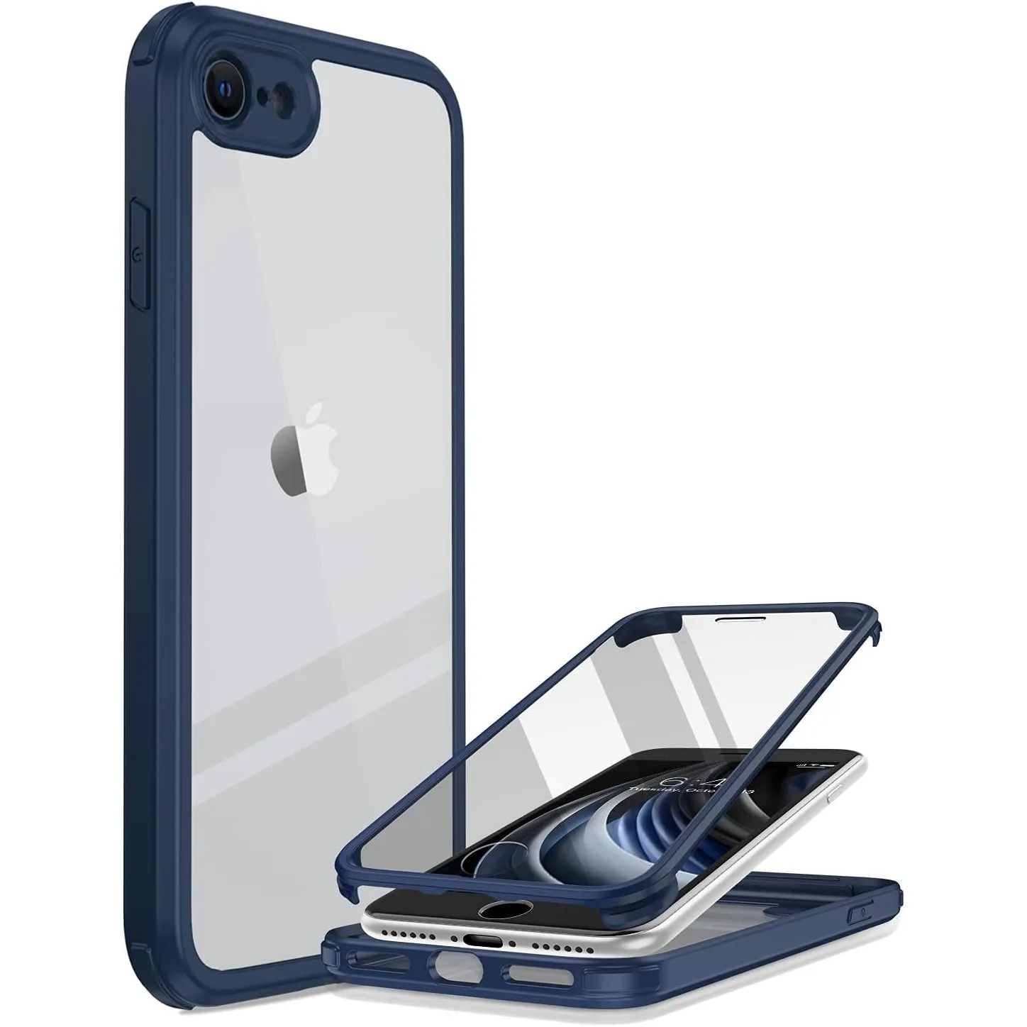 miracase 360 Grad Hülle kompatibel mit iPhone SE 2022/ SE 2020/ iPhone 8, Ganzkörper Schutzhülle mit eingebauter Glas D…