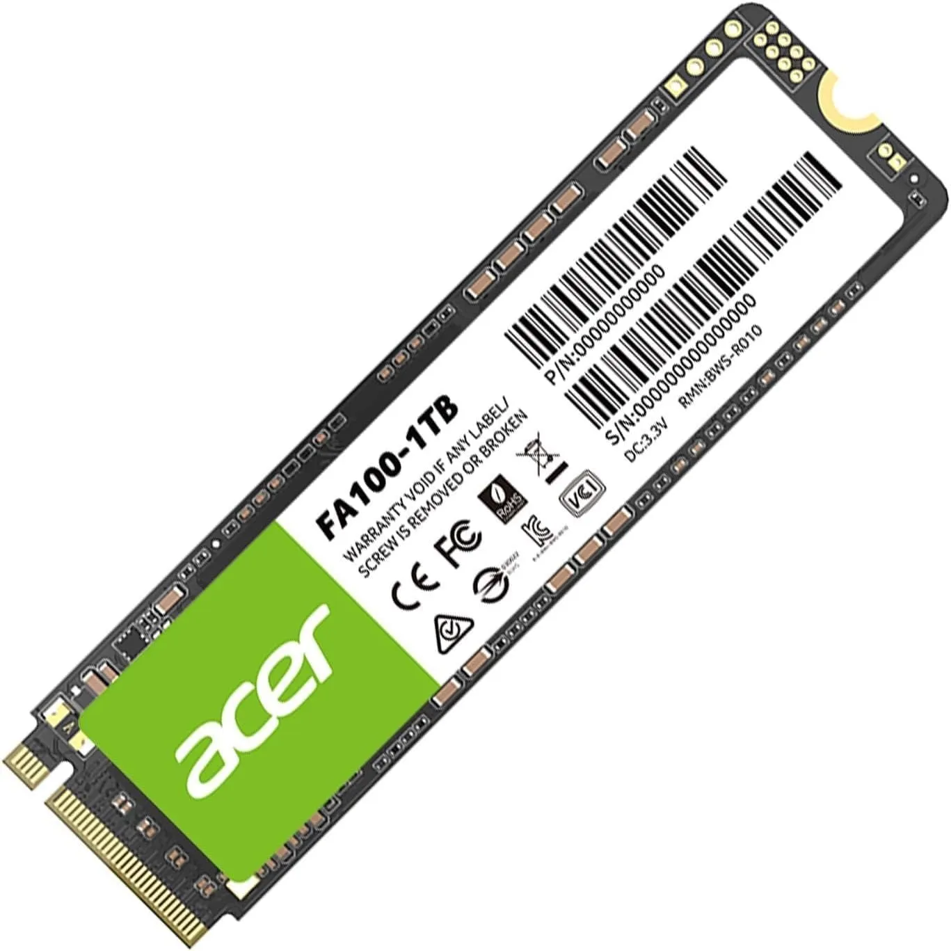 Acer FA100 PCIe 3.0 NVMe SSD 1TB: bis zu 3300 MB/s Lesegeschwindigkeit, Gen3x4 M.2 2280 Interne Festplatte mit HMB & SL…
