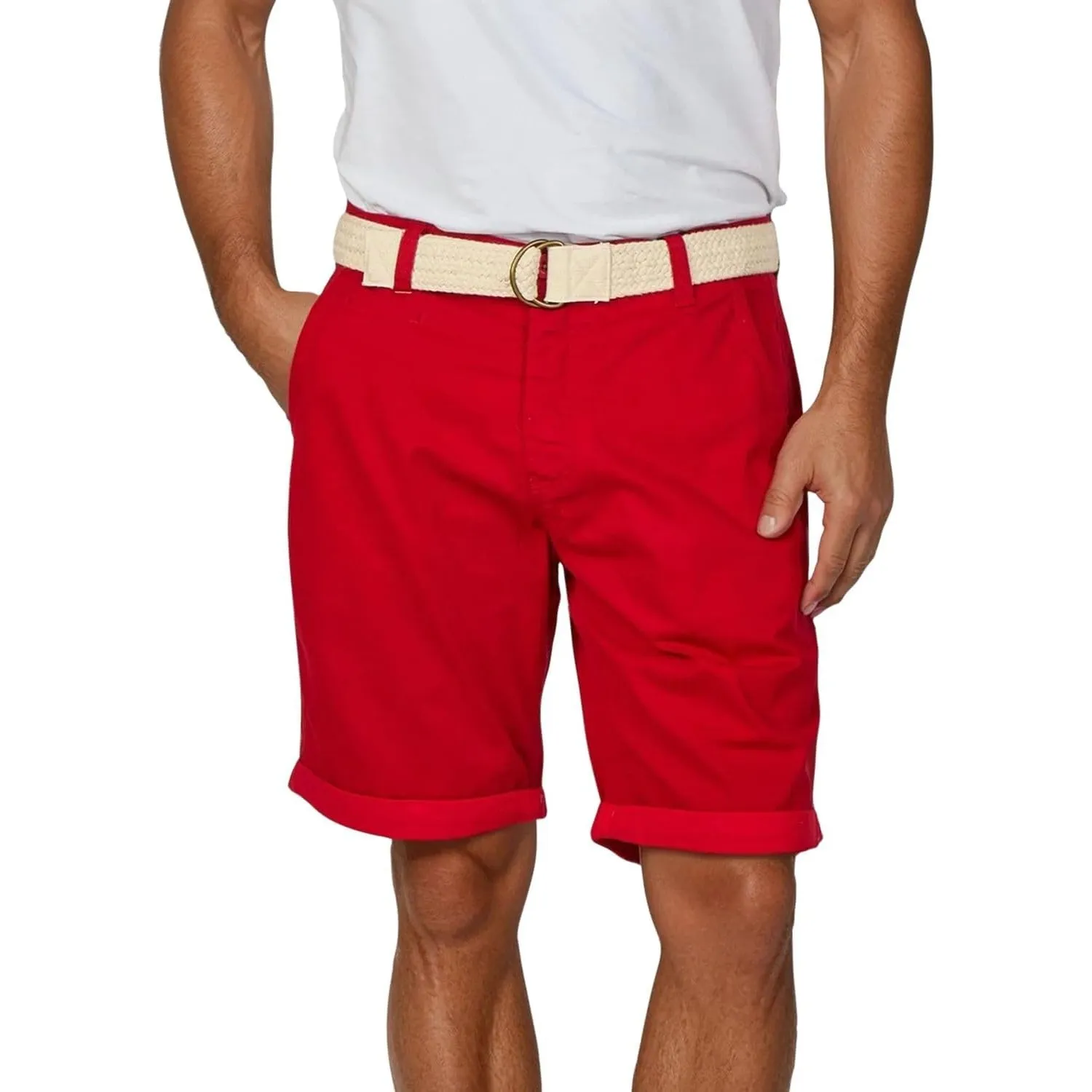 riverso Kurze Hosen Herren Sommer Chino Shorts mit Gürtel Regular Fit RIVHenry Bermuda Stretch Blau Navy Rot Grün Orang…