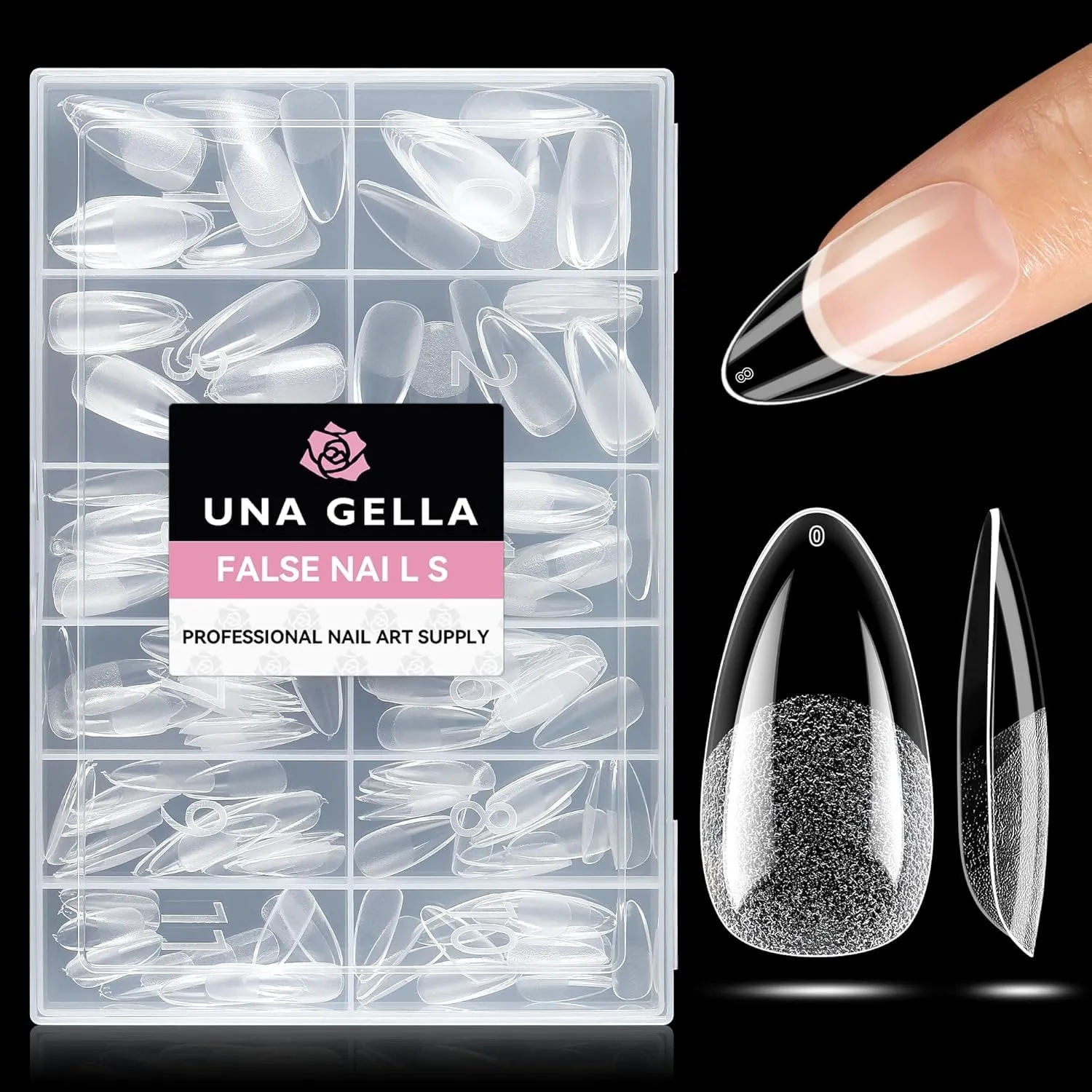 UNA GELLA Mandel Nail Tips, 216 Stück 12 Größen Nageltips für Gelnägel Acrylic Soft Gel Nail Tip für Volle Abdeckung Vo…