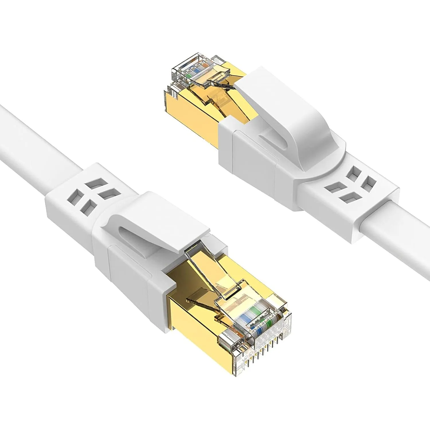 Ercielook CAT8 LAN Kabel 10m 40Gbit/s flach mit Metall RJ45 Stecker | Hochgeschwindigkeits-Netzwerkkabel 2000MHz, weiß …