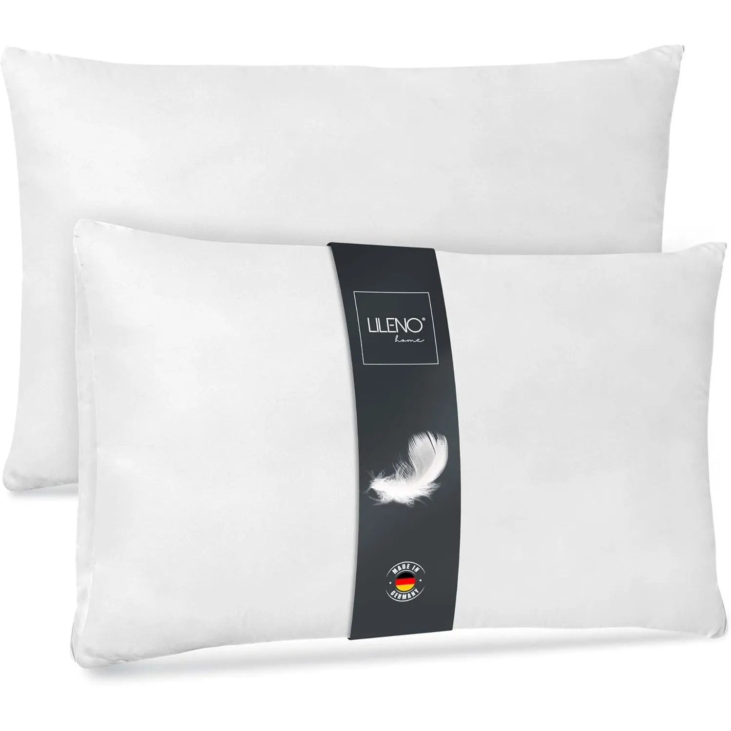 LILENO HOME Federkissen 40x80 cm [2er Set] - Kissen 40 x 80 cm aus Federn als Kopfkissen, Schlafkissen u. Bettkissen pe…