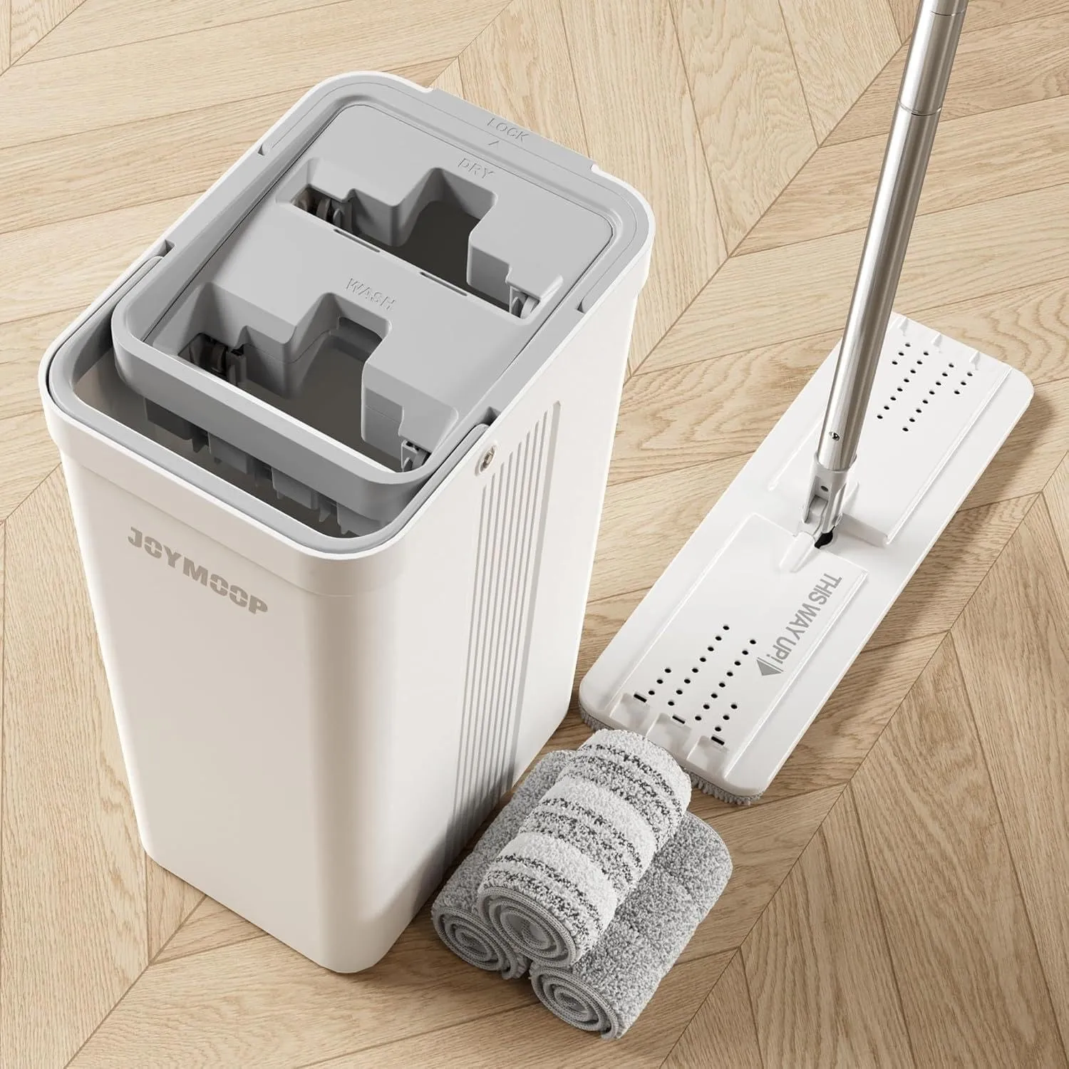 JOYMOOP Mopp und Eimer mit Wringer Set für Zuhause, Flaches Mopp- und Eimersystem, Mopps für Bodenreinigung und Wandrei…