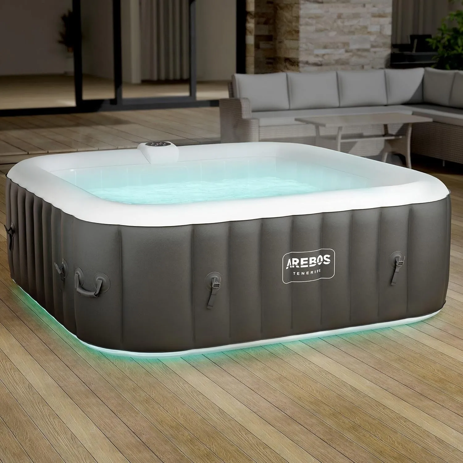 Arebos Spa Whirlpool | 6 Personen | 910 Liter | 185 x 185 cm | Outdoor