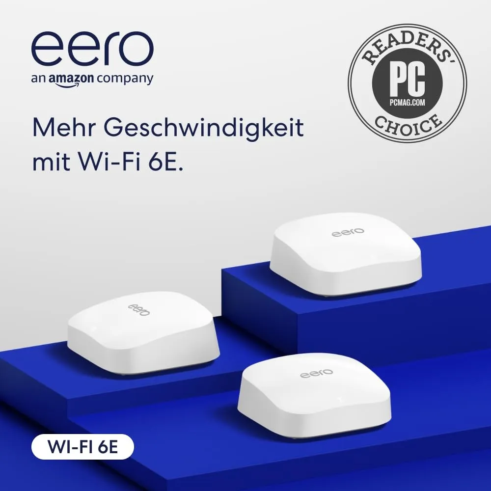 Amazon eero Pro 6E Mesh-WLAN-Router | 2,5-Gbit/s-Ethernet | Bis zu 560 m² Abdeckung | Für Verbindungen mit über 100 Ger…