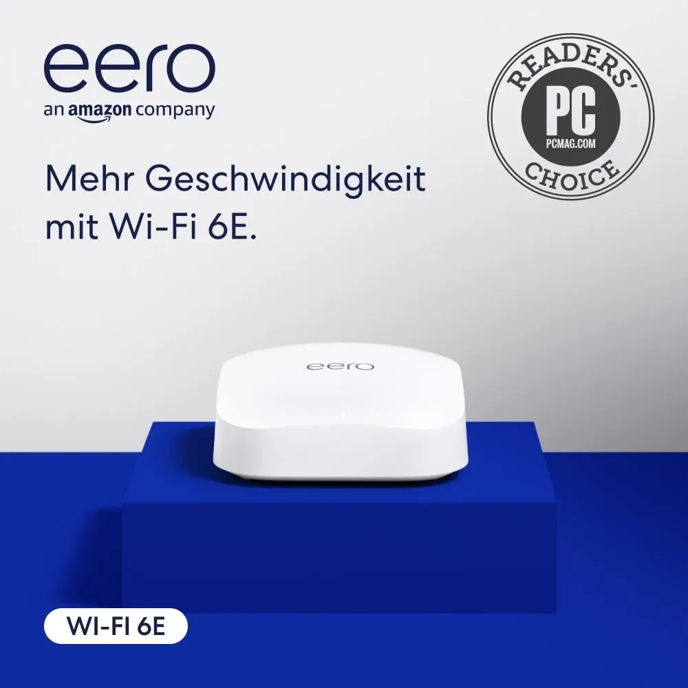 Amazon eero Pro 6E Mesh-WLAN-Router | 2,5-Gbit/s-Ethernet | Bis zu 190 m² Abdeckung | Für Verbindungen mit über 100 Ger…
