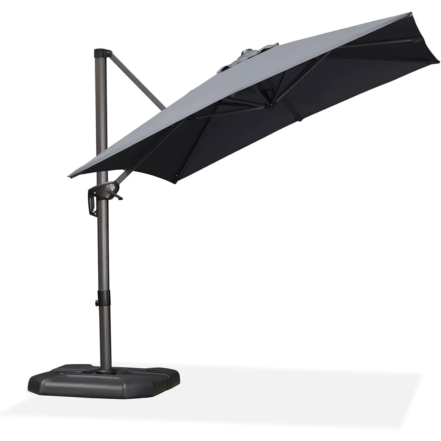 PURPLE LEAF Sonnenschirm 250 × 250 cm Alurahmen Neigbar 360° Drehbar, Grau | Rostbeständiges Ampelschirm-Gestell, Langl…