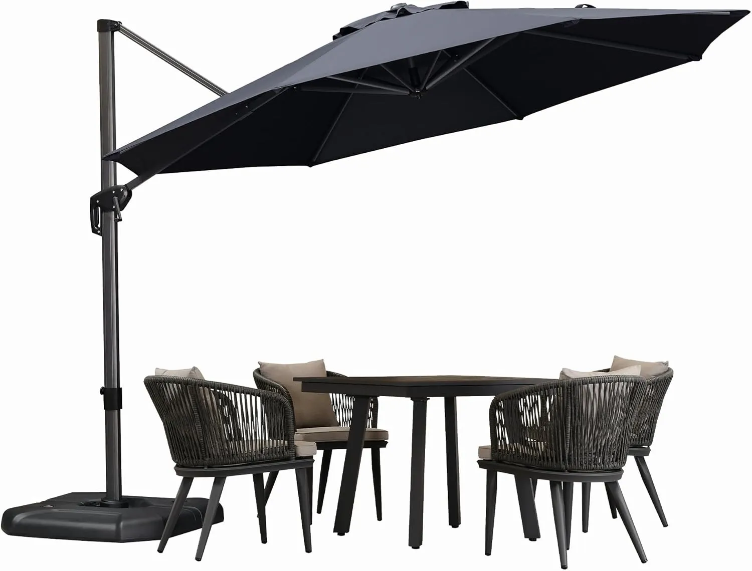 PURPLE LEAF 330 cm Parasol Large Cantilever Parasol Round 360 Degree Rotatable with Foot Pedal and Cross Base for Patio…