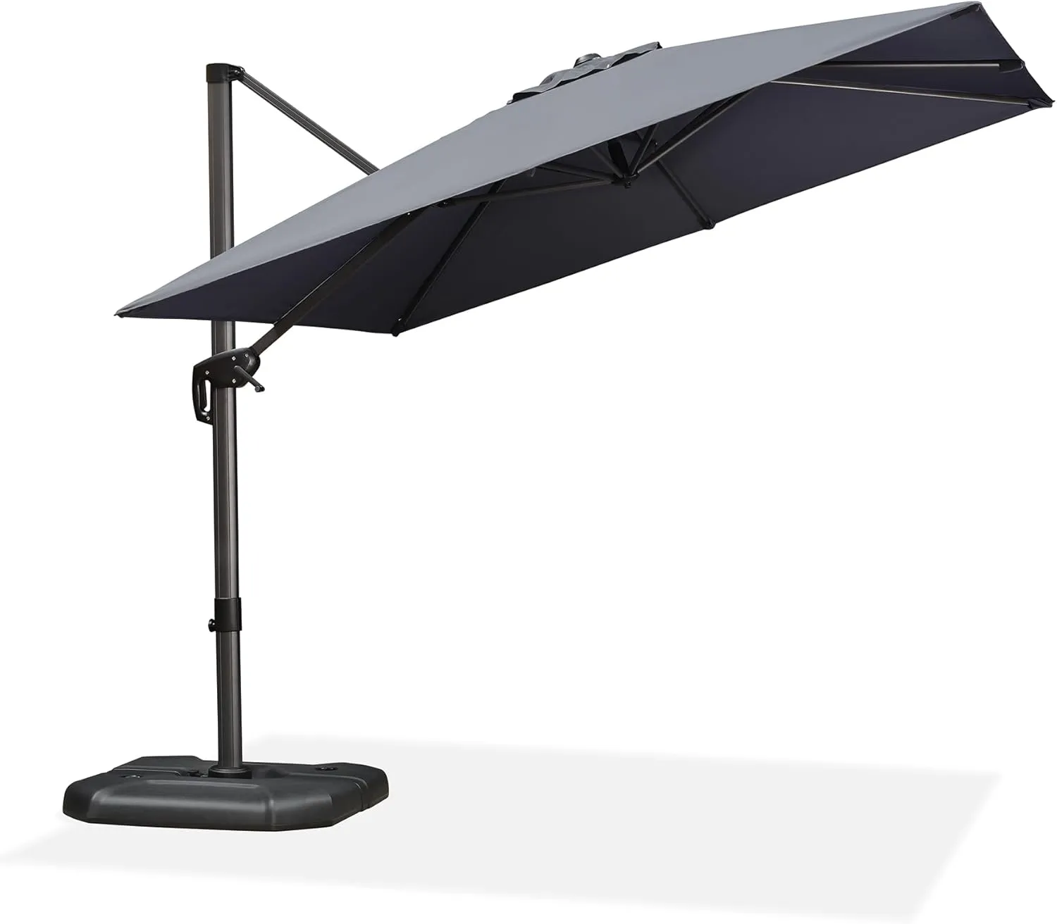 PURPLE LEAF Parasol 270 x 270 cm Large Cantilever Parasol with Crank 360 Degree Rotatable with Foot Pedal and Cross Bas…
