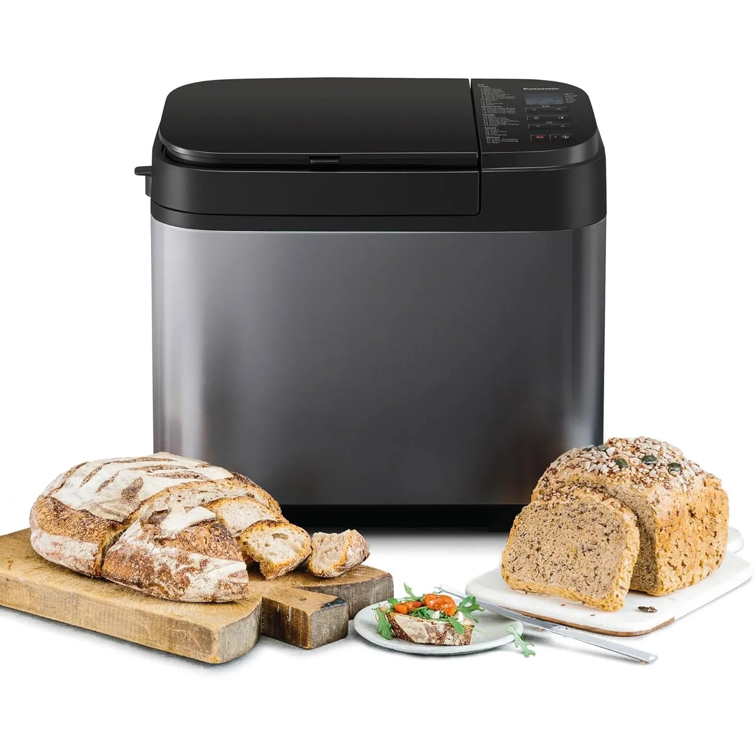 Panasonic SD-YR2540 Premium Grau Vollautomatischer Brotbackautomat, horizontales Design und Hefespender, 32 automatisch…