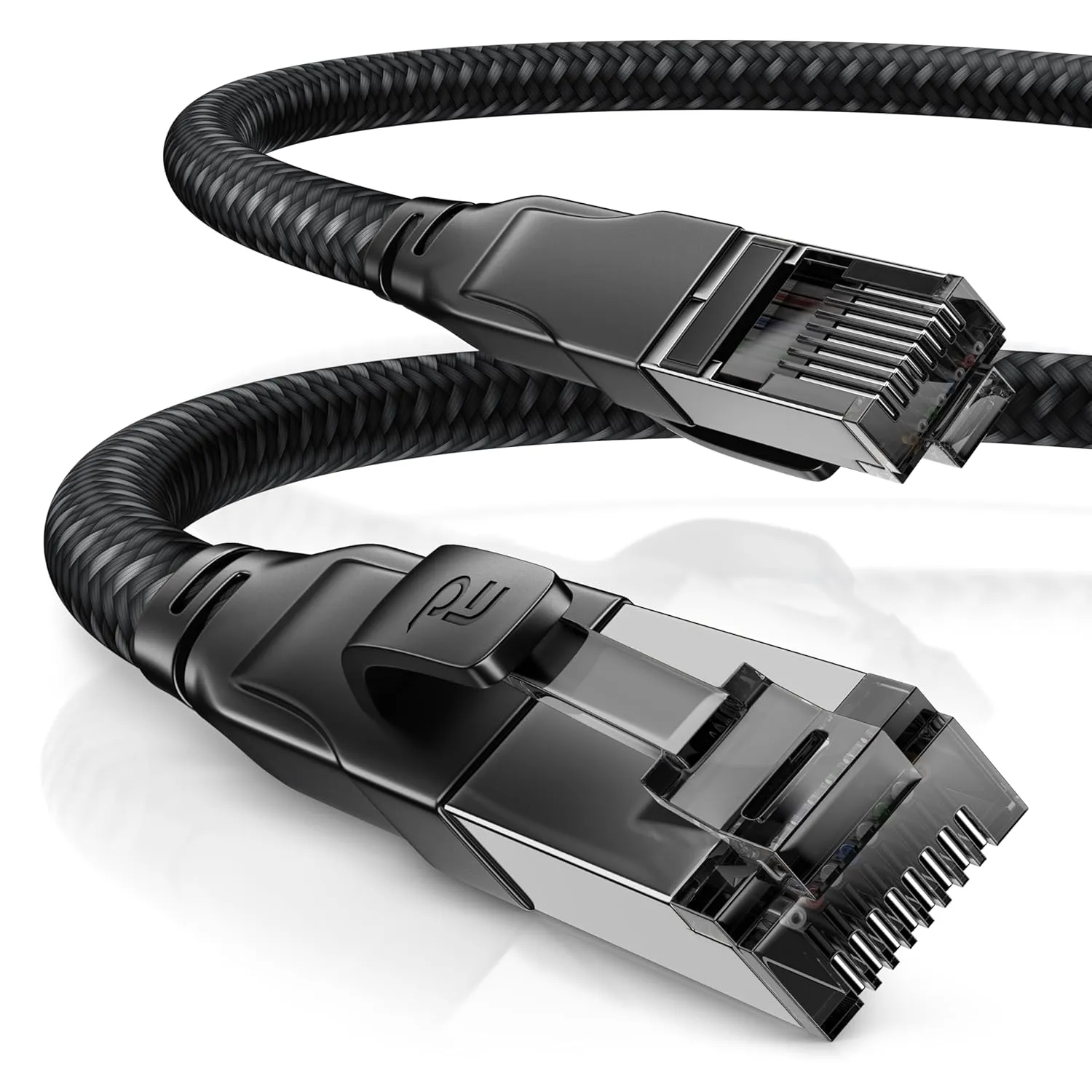 CSL CAT8.1 Netzwerkkabel 40 Gbits - 2m - Baumwollmantel - Black Series - LAN Kabel Patchkabel RJ45 - CAT8 Gigabit Ether…