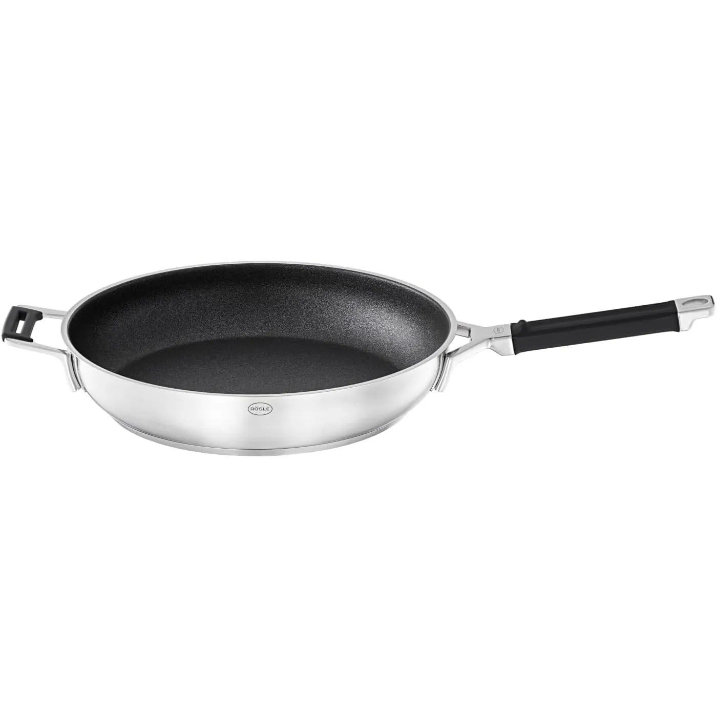RÖSLE SILENCE PRO Bratpfanne, Pfanne mit kratzfester Premium-Antihaftversiegelung ProResist, Silikongriff, 32 cm, Edels…