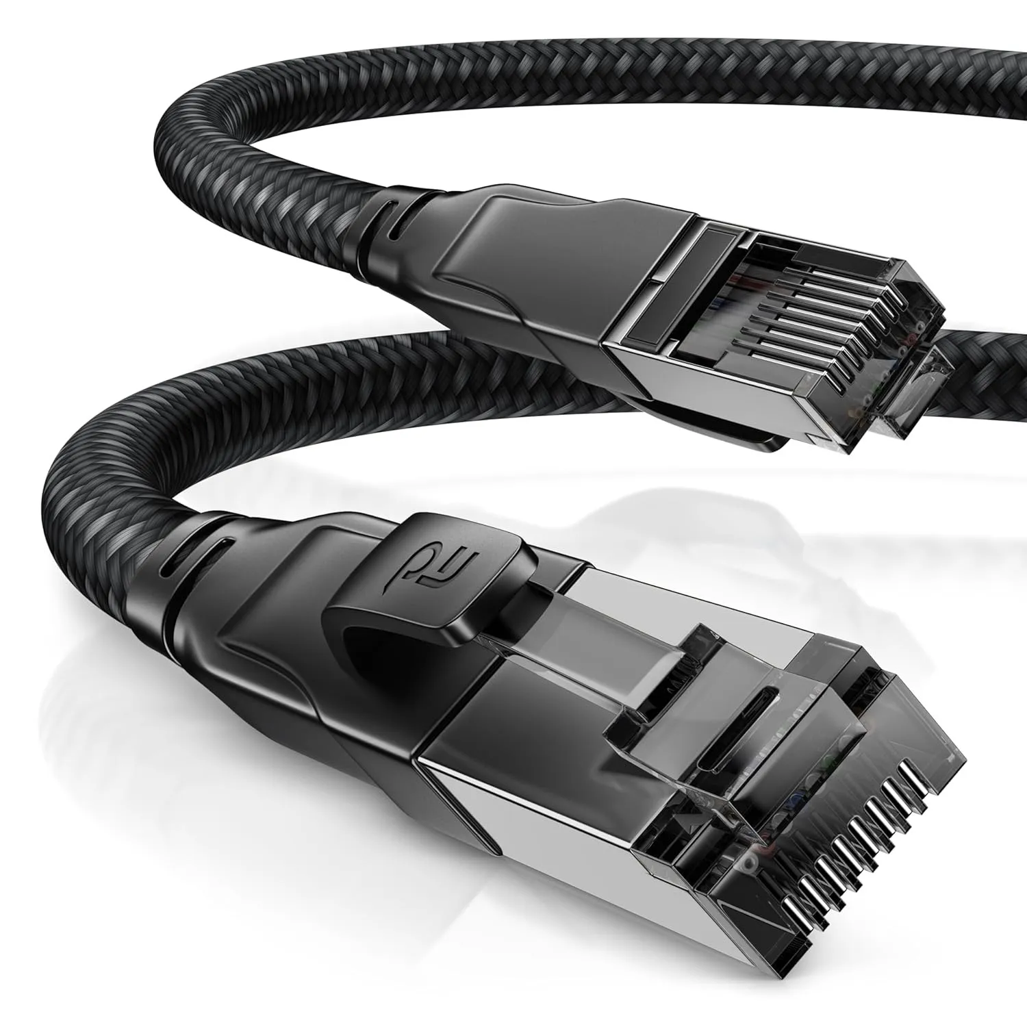 CSL - CAT8.1 Netzwerkkabel 40 Gbits - 7,5m - Baumwollmantel - Black Series - LAN Kabel Patchkabel RJ45 - CAT8 Gigabit E…