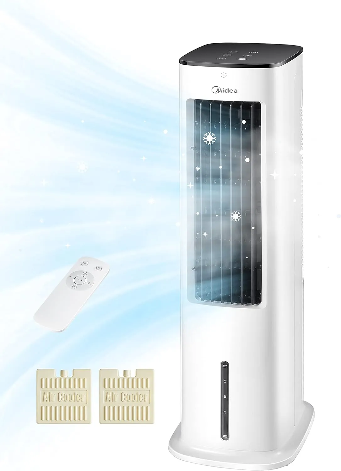 Midea Silent Air Cooler Pro 4-in-1 Mobile Air Conditioning Quiet: Air Cooler, Tower Fan, Humidifier and Air Purifier, w…