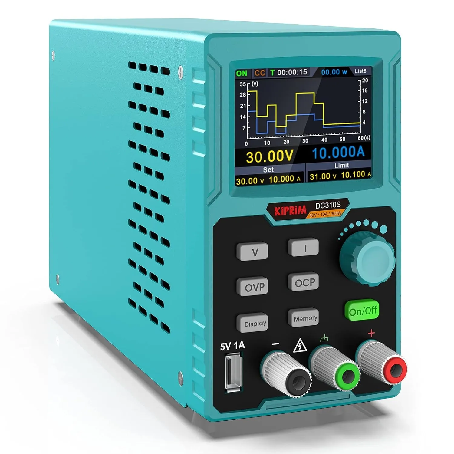 Kiprim DC310S Programmierbares DC-Labornetzteil 0–30 V / 0–10 A | 4-Stelliger LED-Anzeige, Stabilisiertes Schaltnetztei…