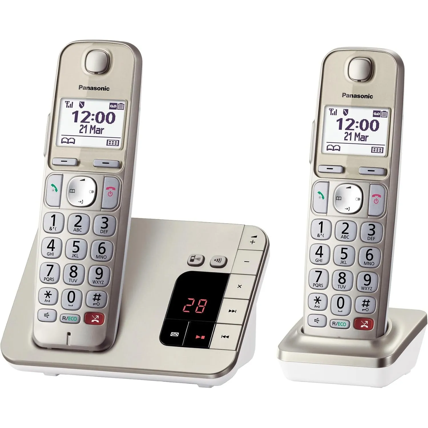 Panasonic KX-TGE262GN Schnurlostelefon mit Anrufbeantworter (Bis zu 1.000 Telefonnummern sperren, übersichtliche Schrif…